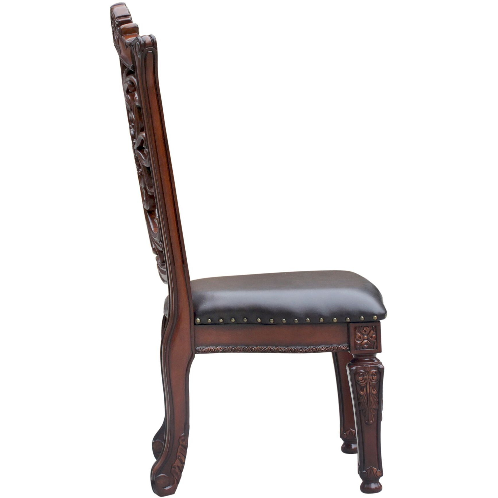 Brown And Cherry Side Chair With Nailhead Trim (Set Of 2)