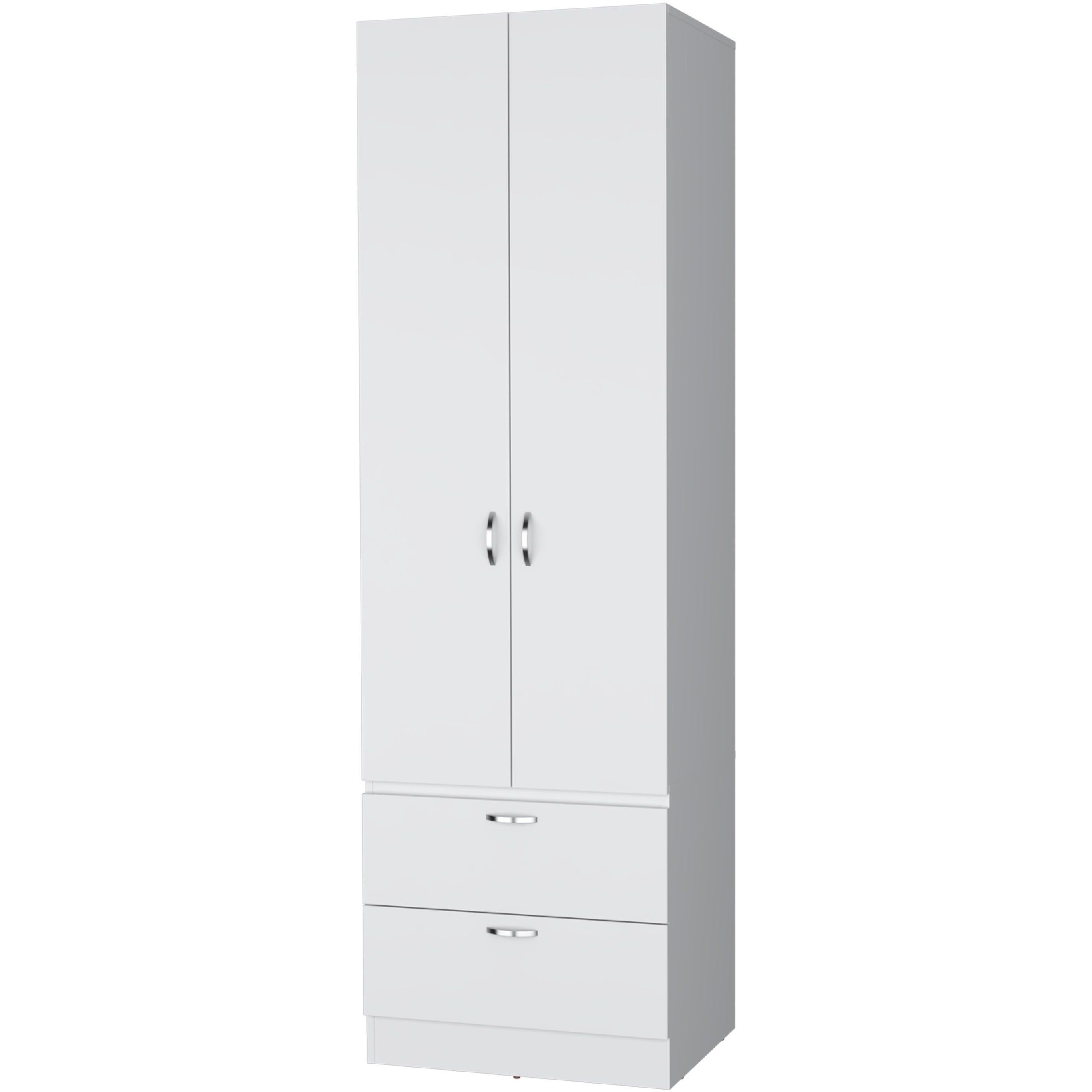 White 2-Door 2-Drawer Wardrobe