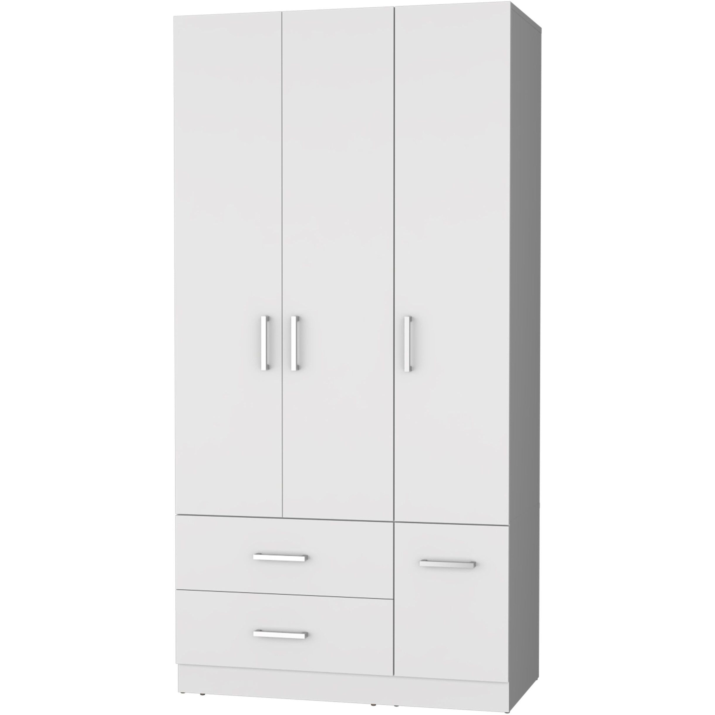 White 4-Door 2-Drawer Armoire