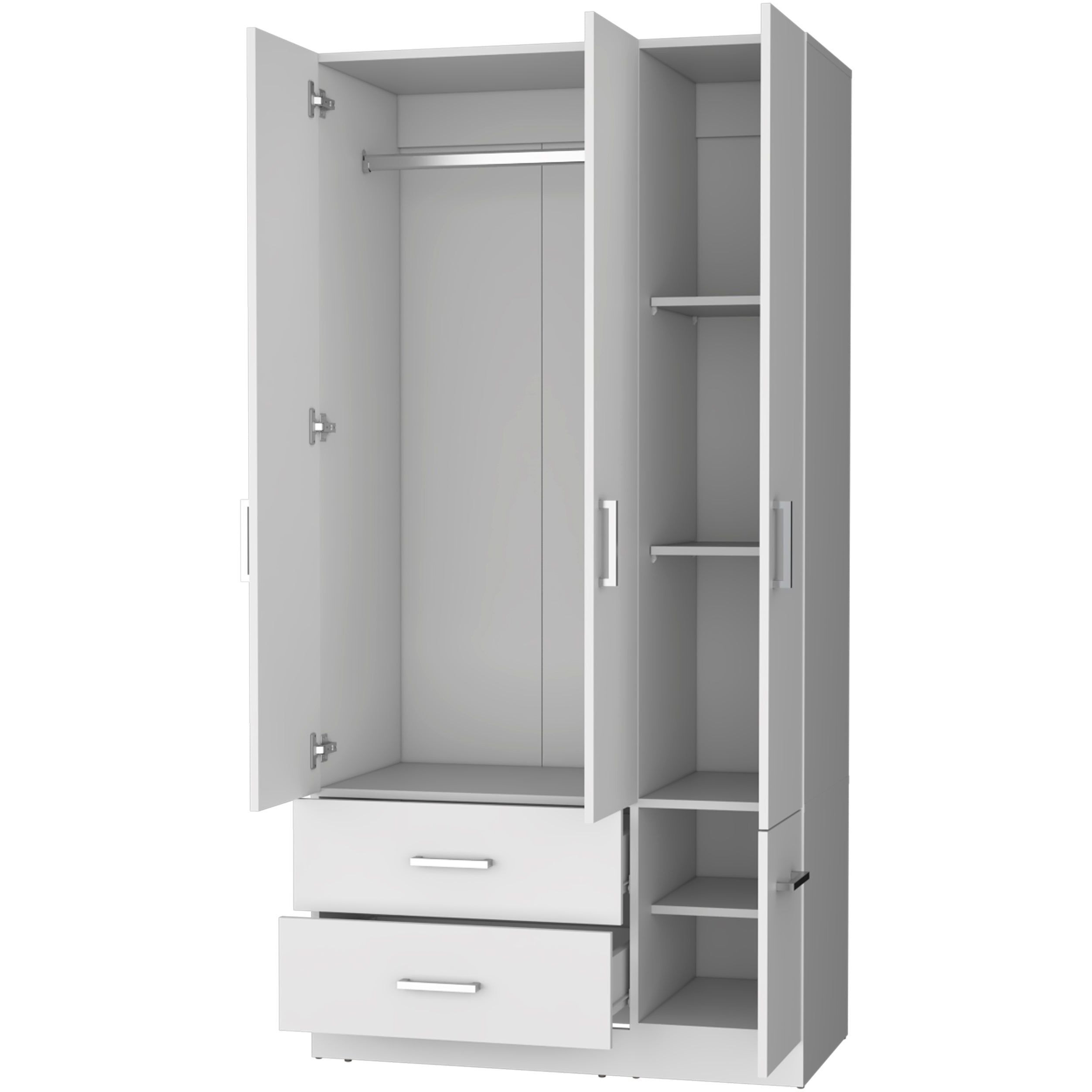 White 4-Door 2-Drawer Armoire