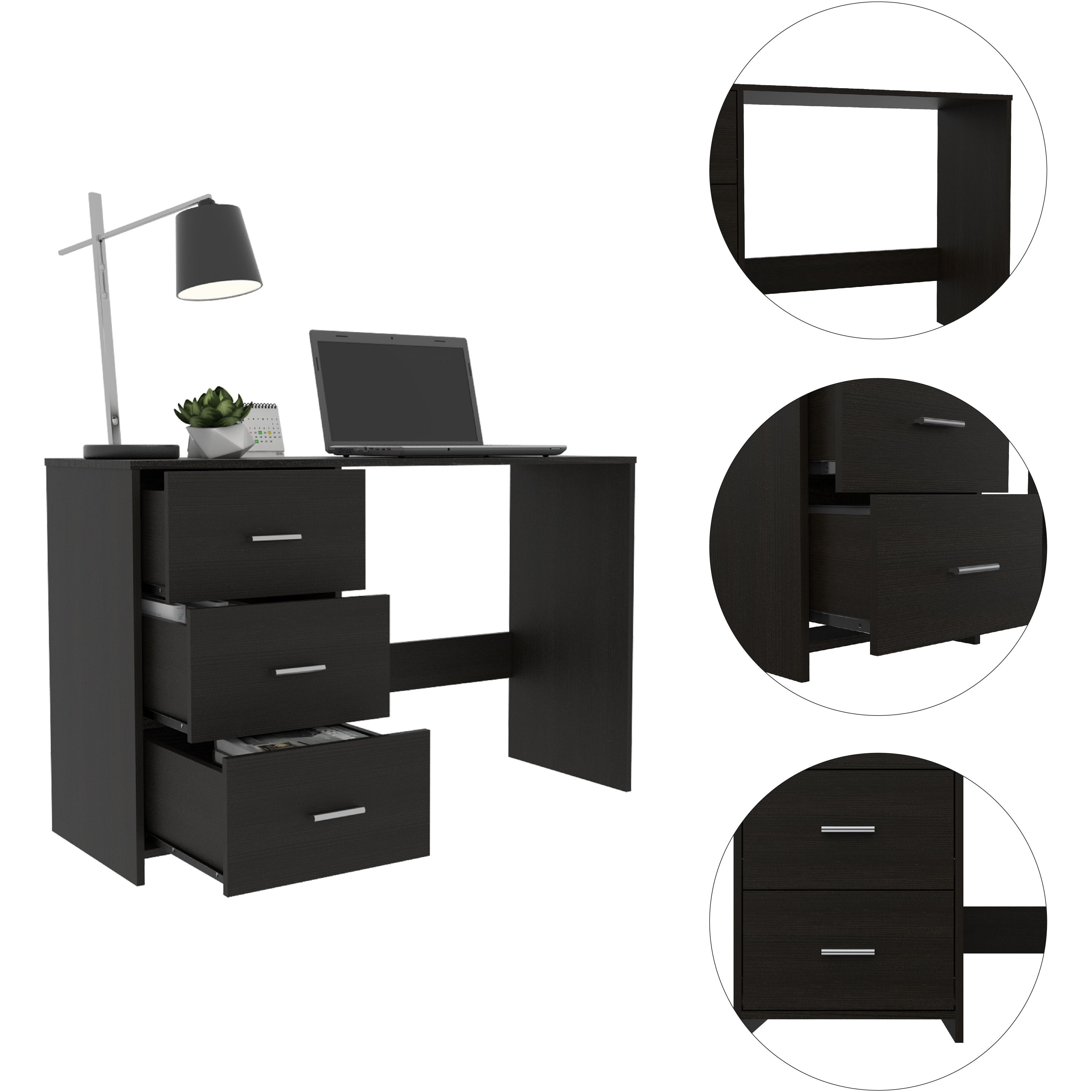 Ventura 3-Drawer Writing Desk Black Wengue