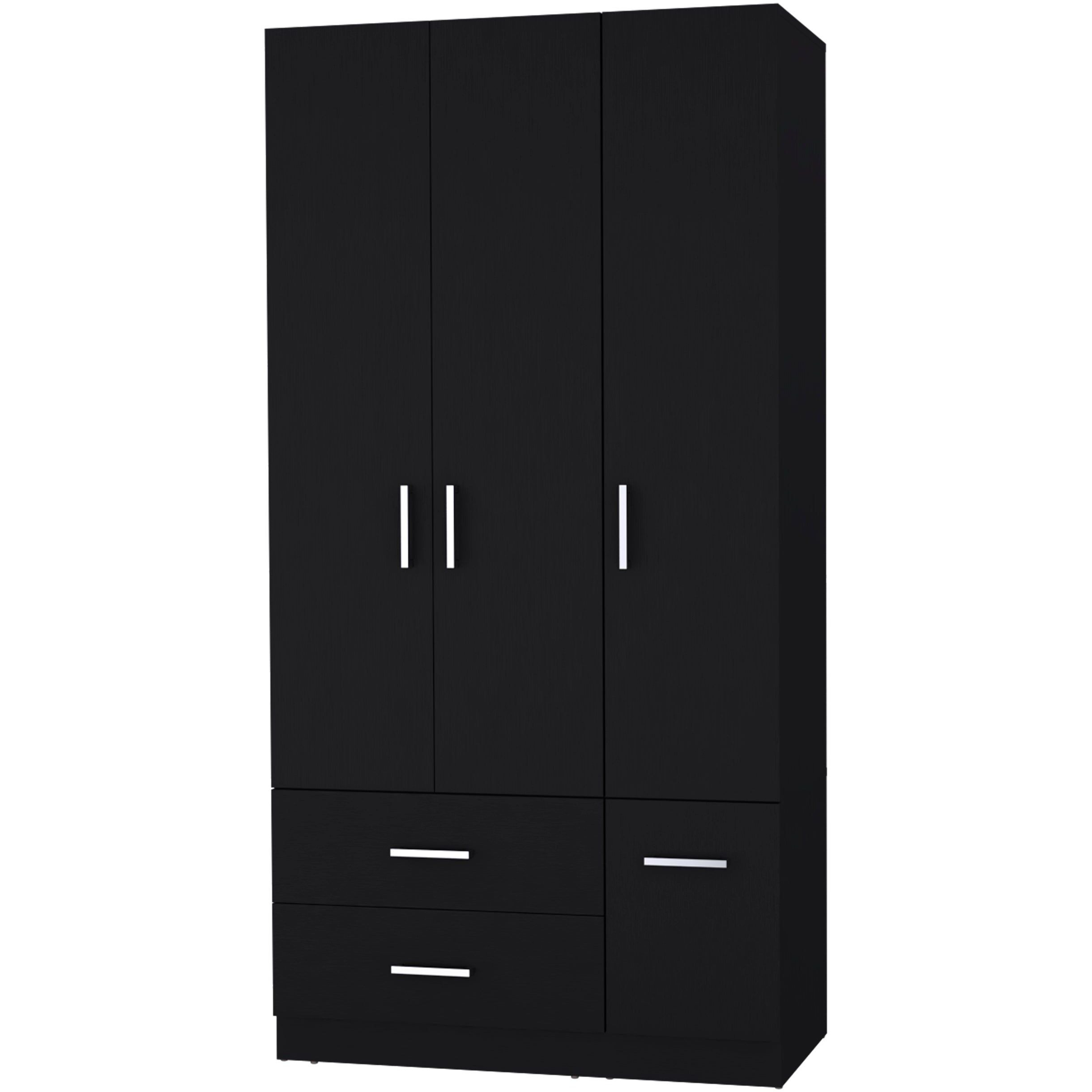 Black 4-Door 2-Drawer Armoire