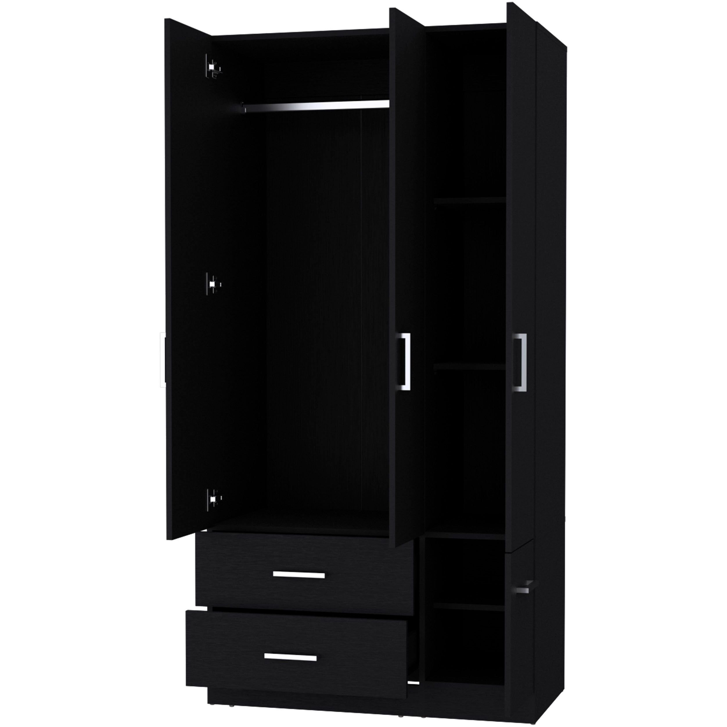 Black 4-Door 2-Drawer Armoire