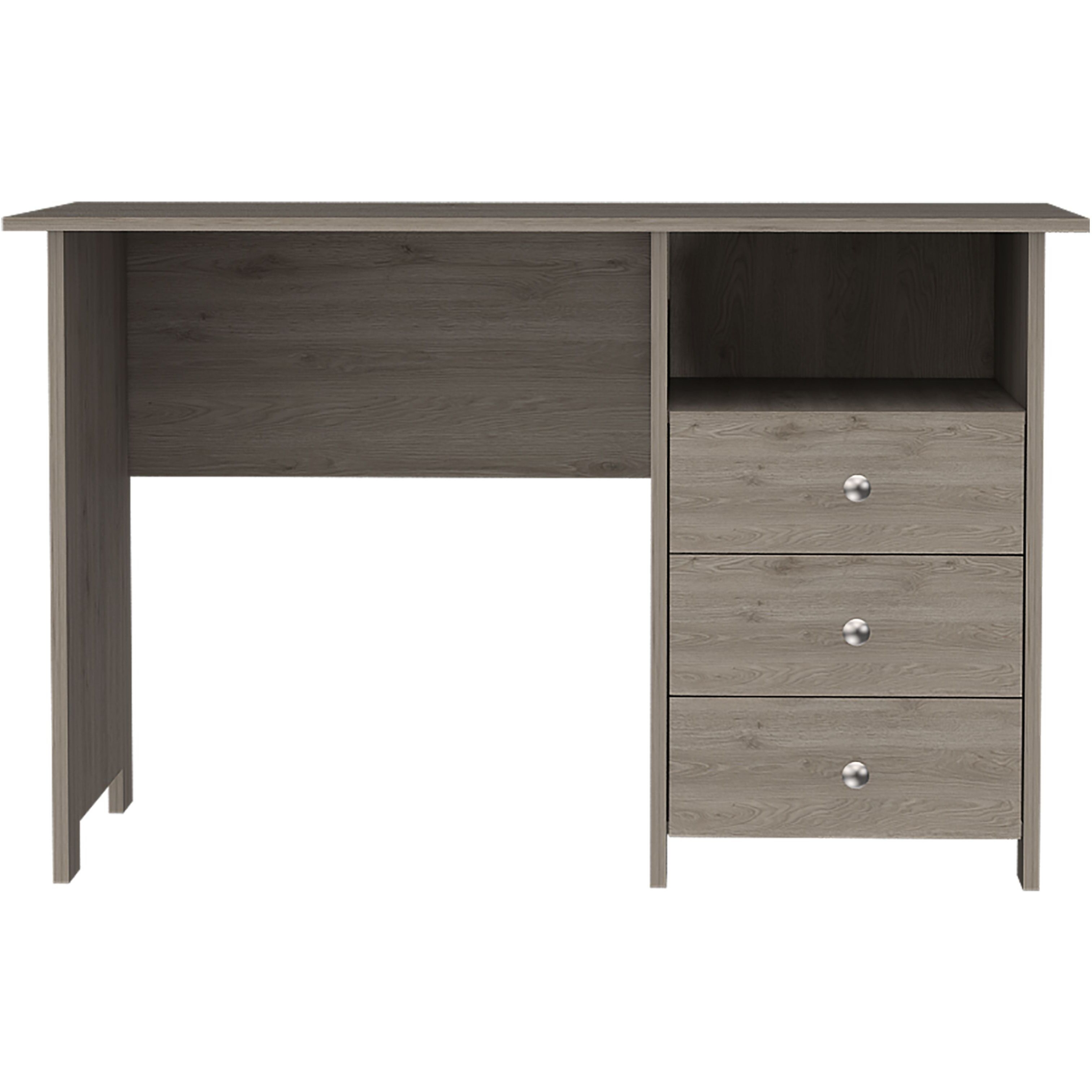 Edgewater 3-Drawer Writing Desk With Open Compartment Light Gray