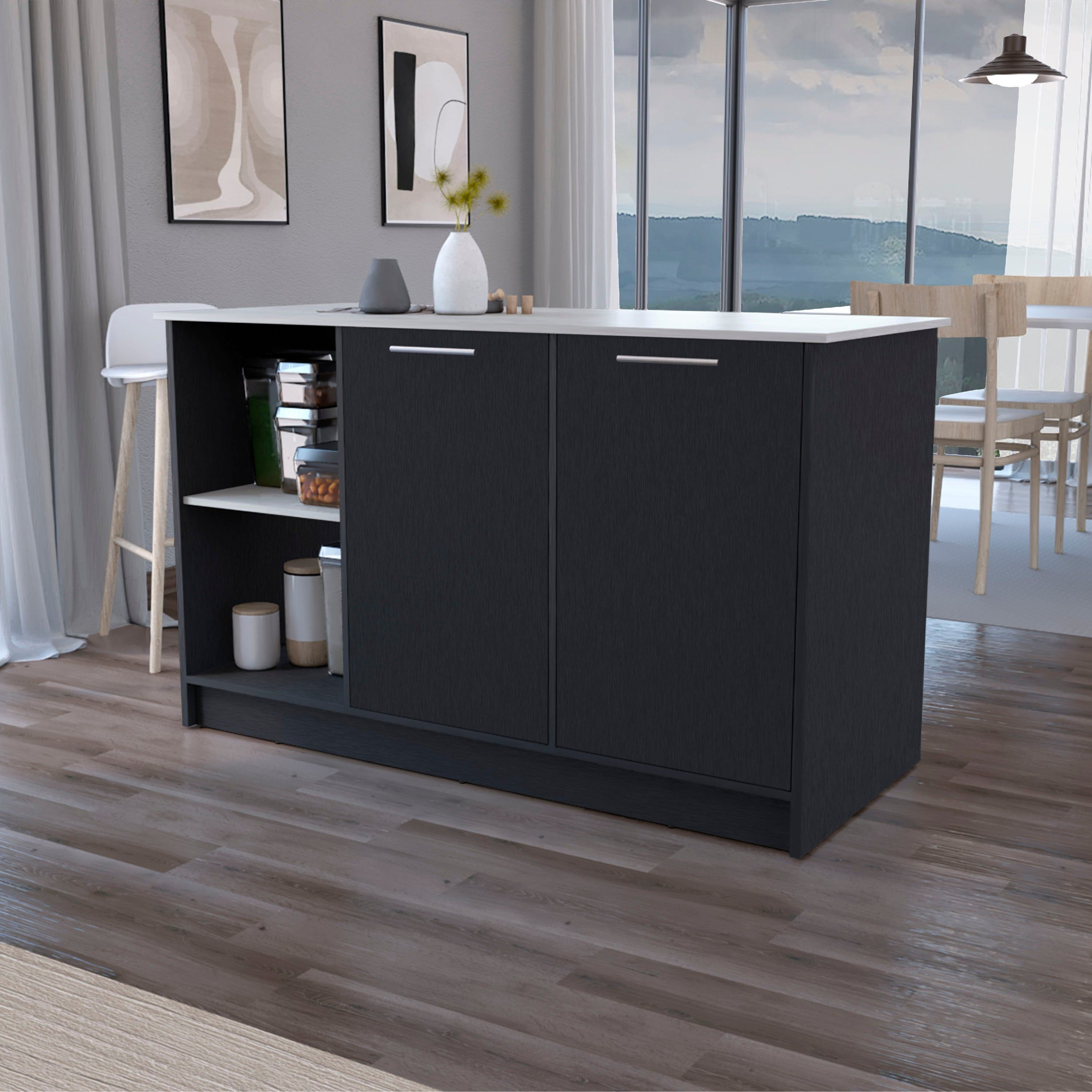 Black And Onyx Double Door Cabinets Kitchen Island