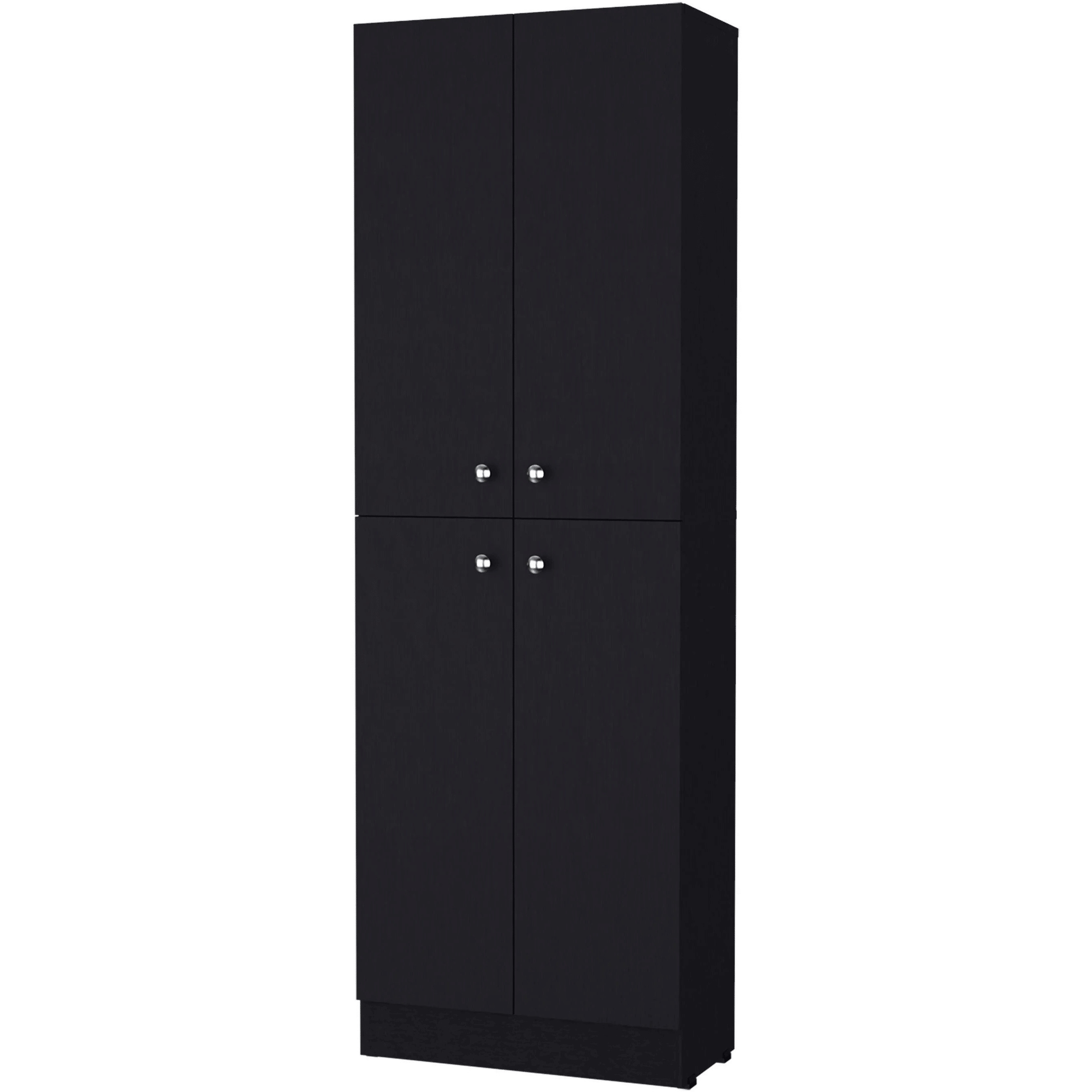 Black Pantry Cabinet With 4 Doors And 5 Hidden Shelves