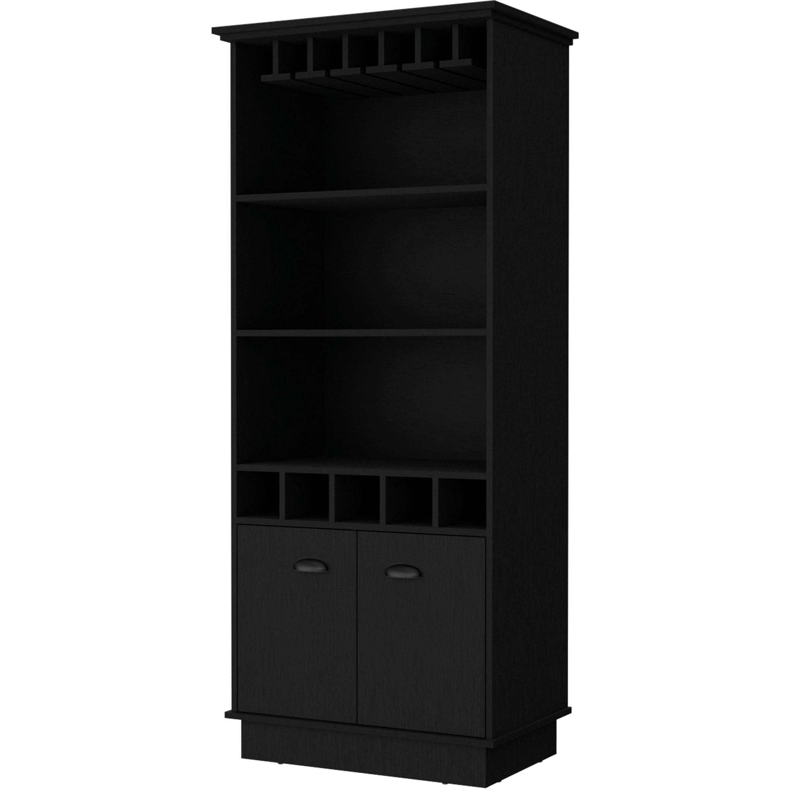 Black Glassware Rack Bar Cabinet