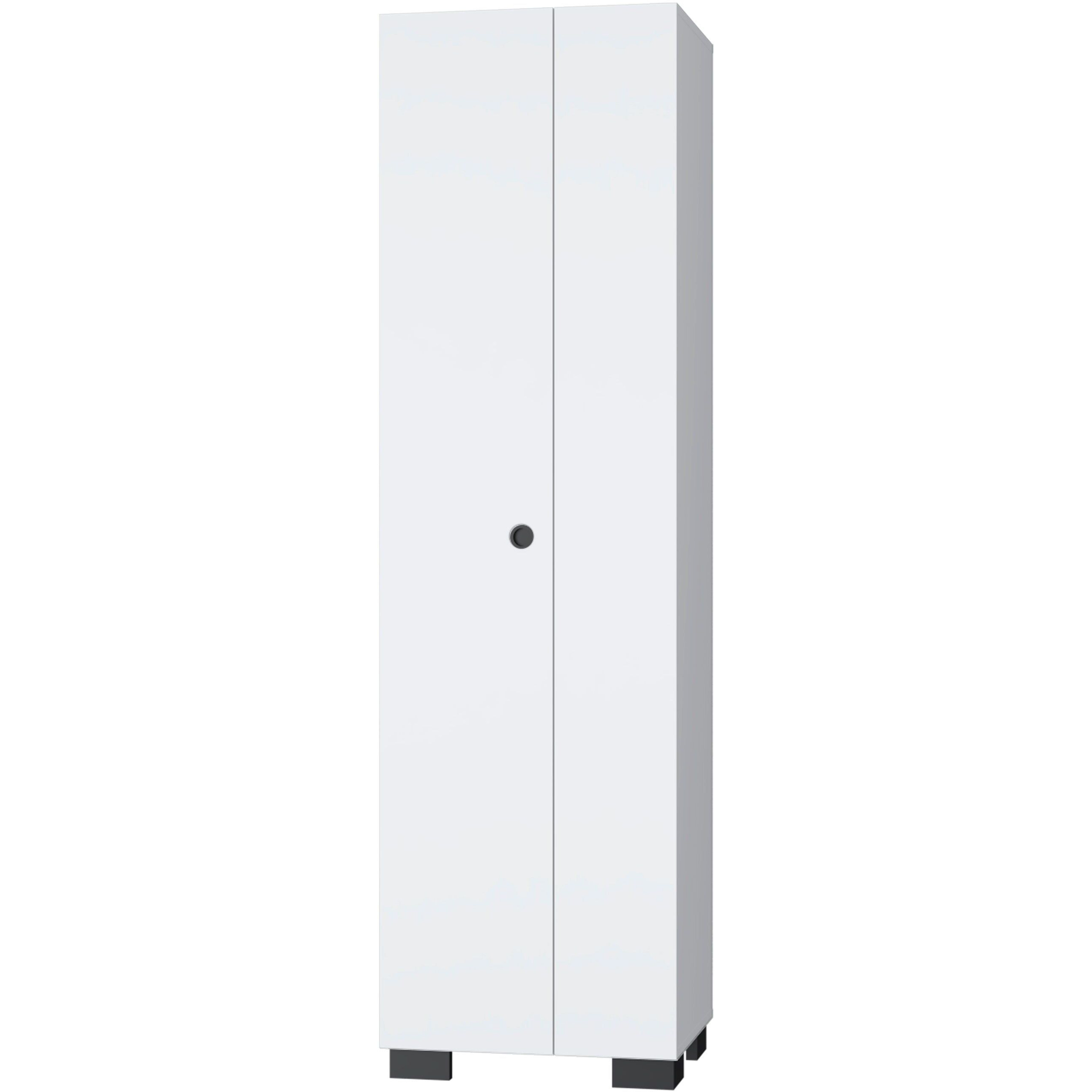 White Storage Shelves Broom Cabinet