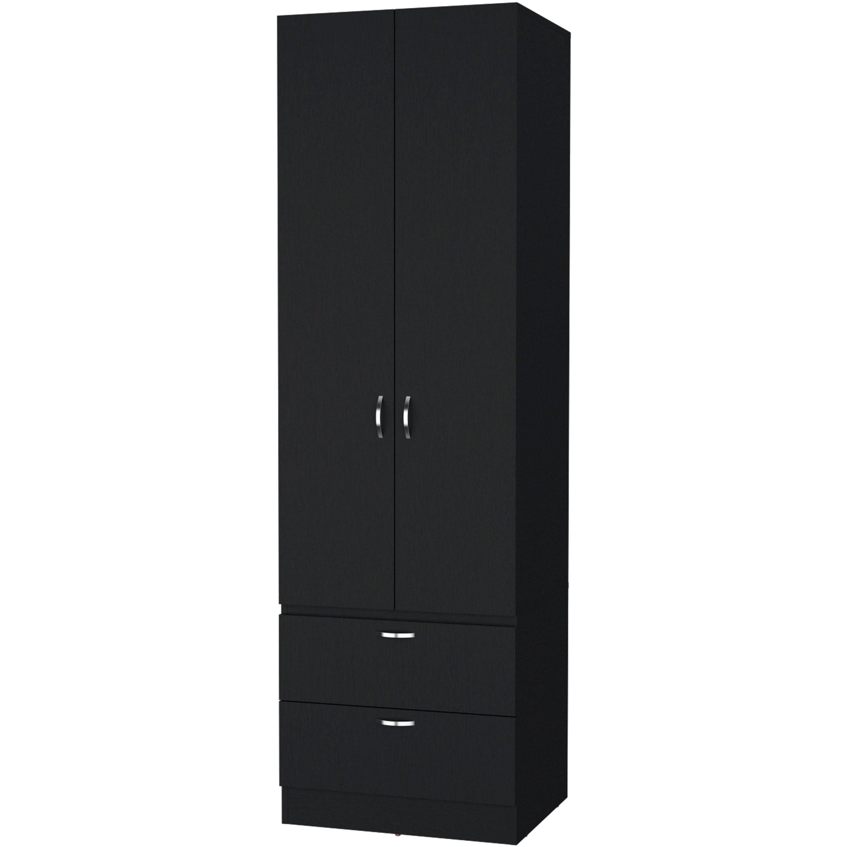 Black 2-Door 2-Drawer Wardrobe