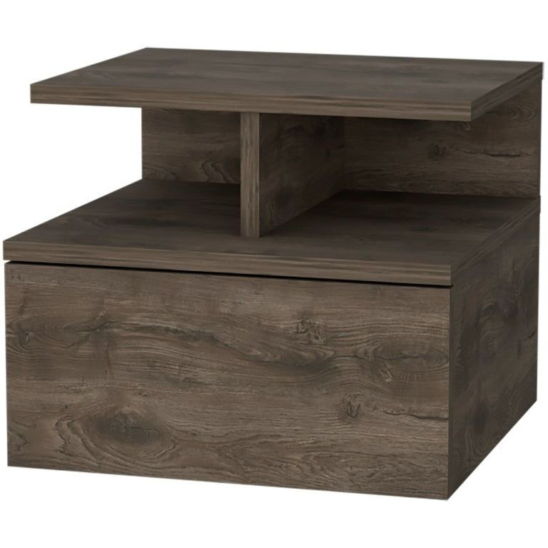 Dark Walnut 2-Tier Shelf Floating Nightstand