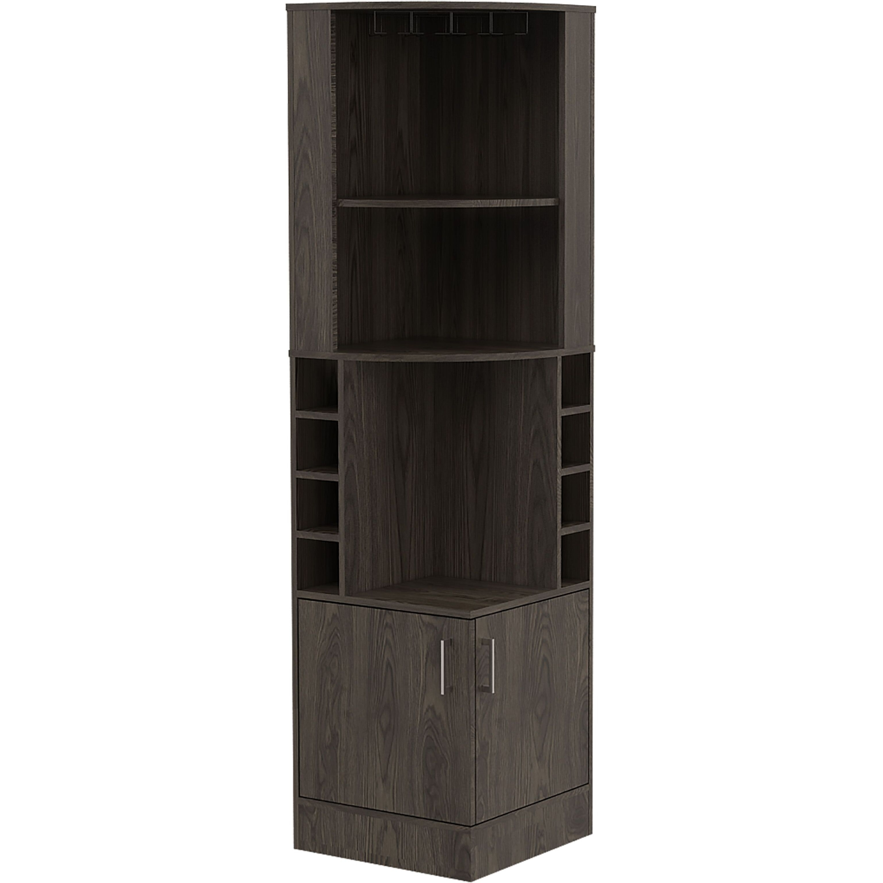 Dark Walnut 8-Bottle 2-Shelf Bar Cabinet