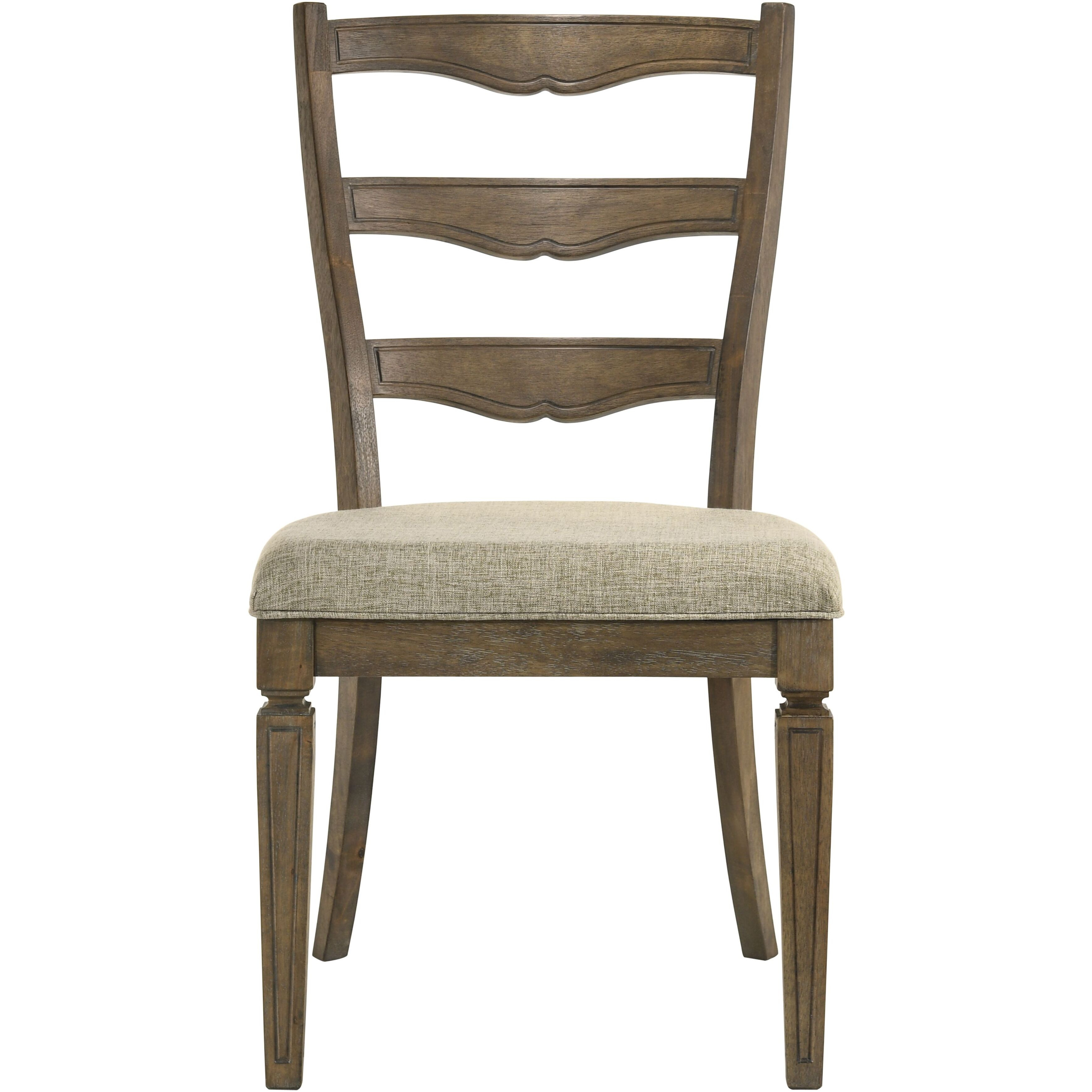 Beige And Weathered Oak Side Chair With Ladder Back (Set Of 2)