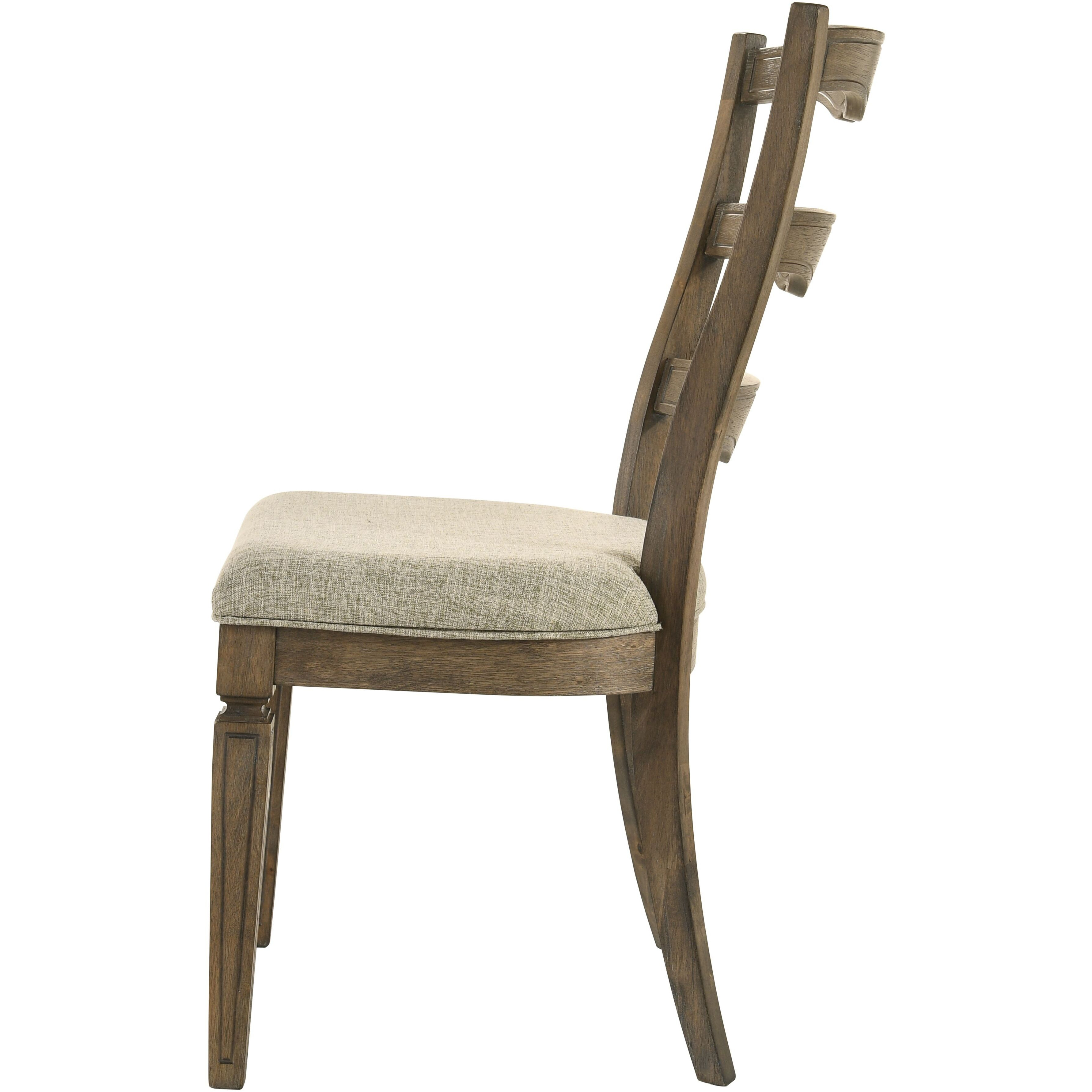 Beige And Weathered Oak Side Chair With Ladder Back (Set Of 2)