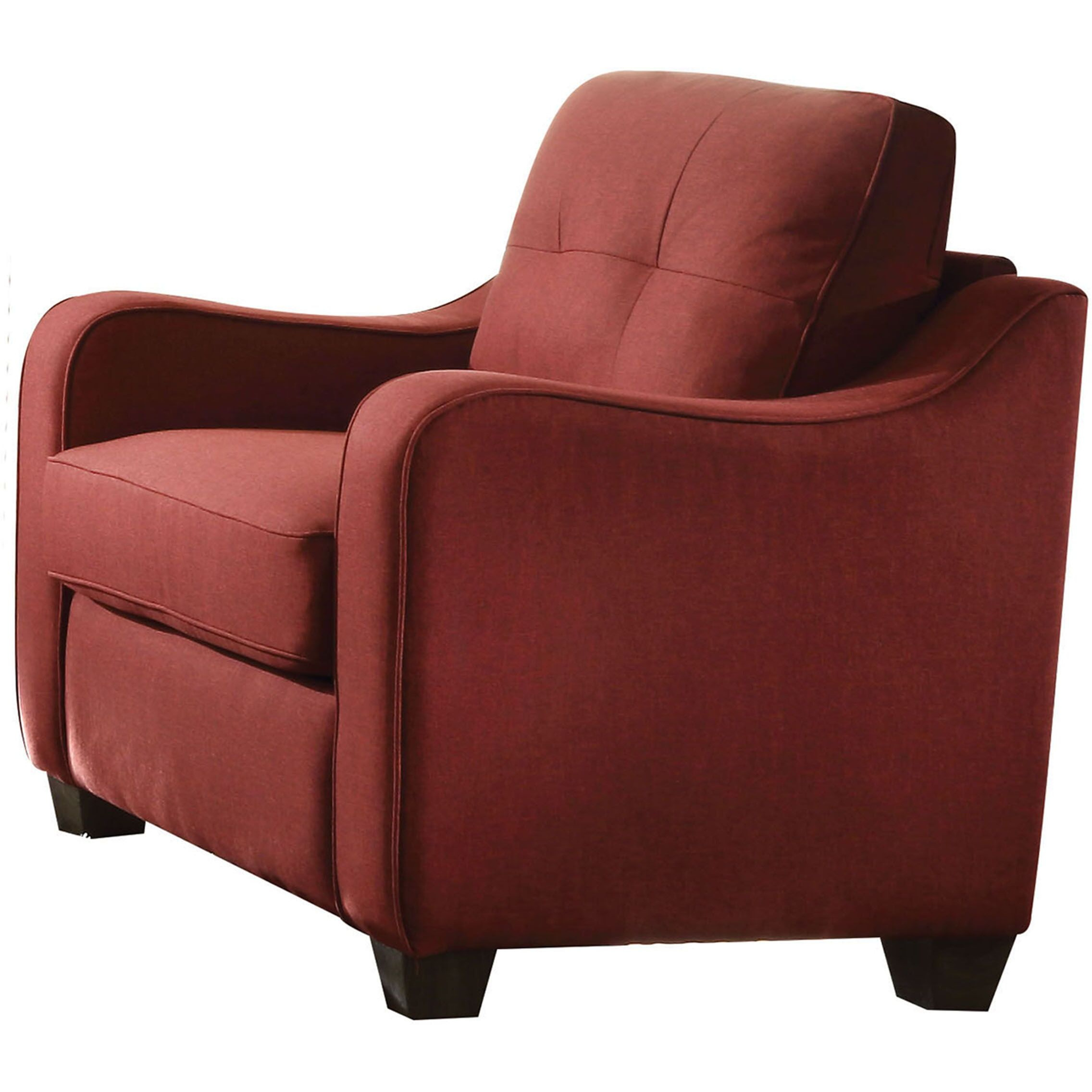 Red Accent Chair With Sloped Arm