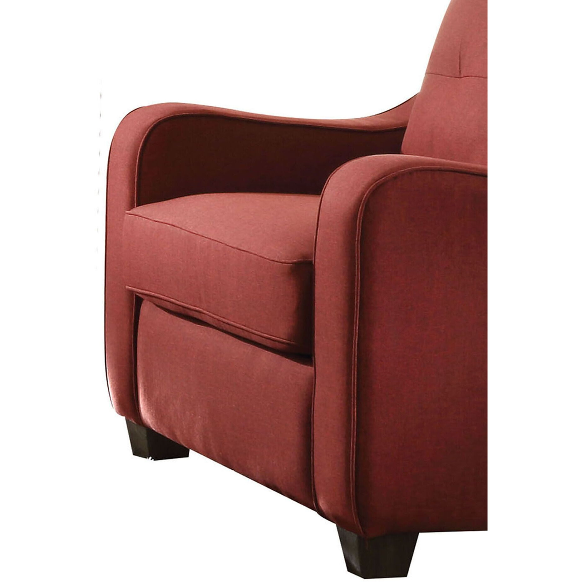 Red Accent Chair With Sloped Arm