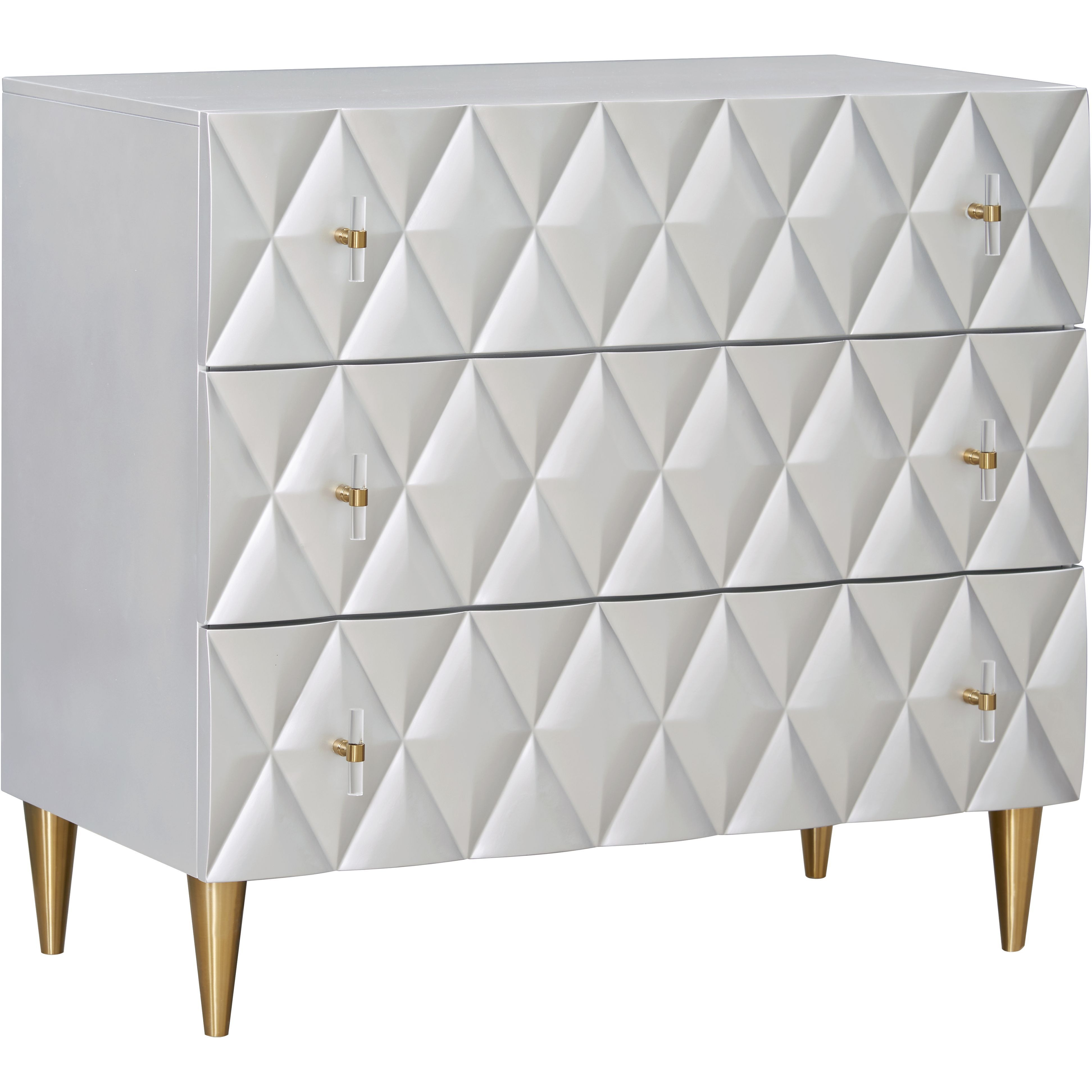 Metallic Silver And Champagne 3-Drawer Console Cabinet