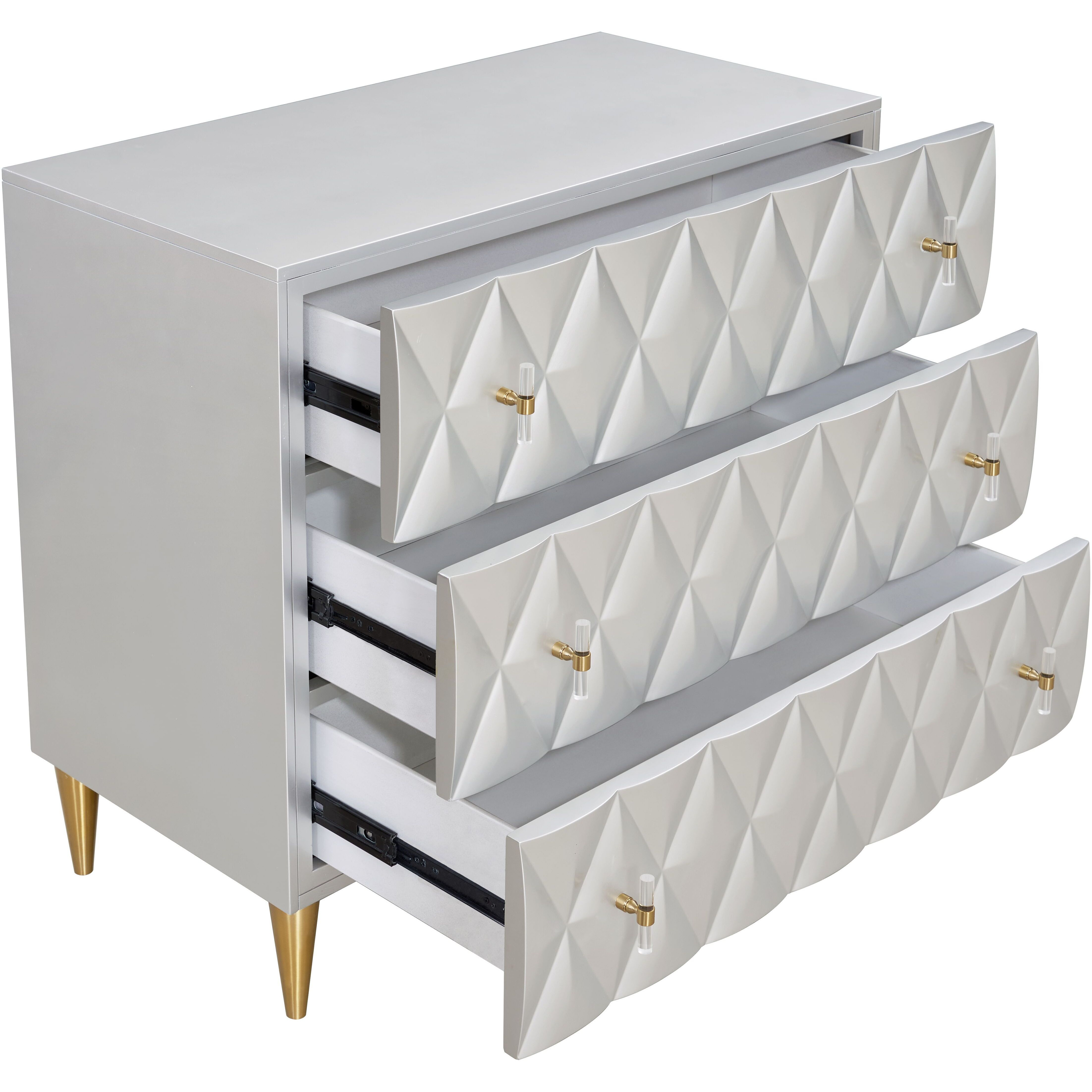 Metallic Silver And Champagne 3-Drawer Console Cabinet