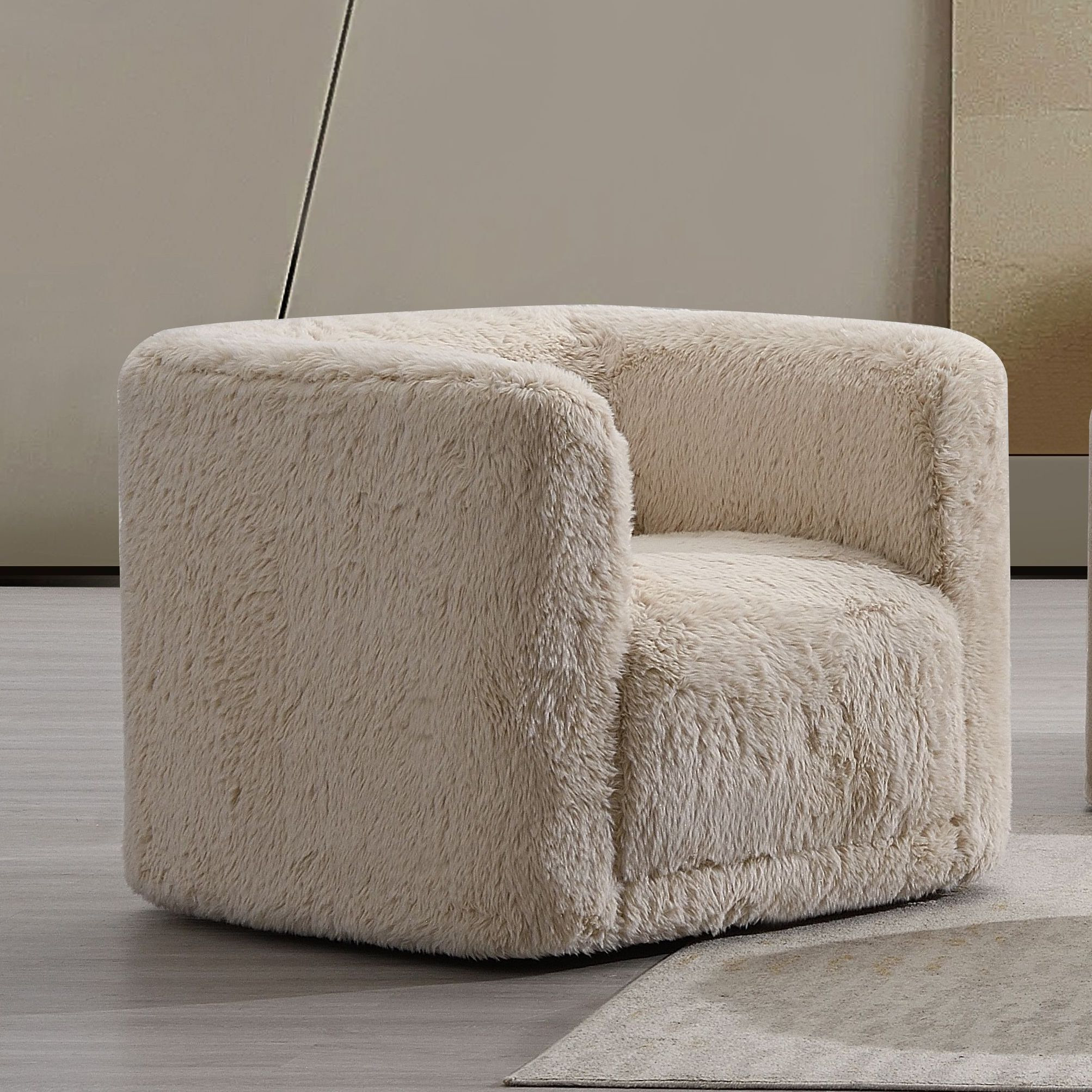 Beige Swivel Accent Chair