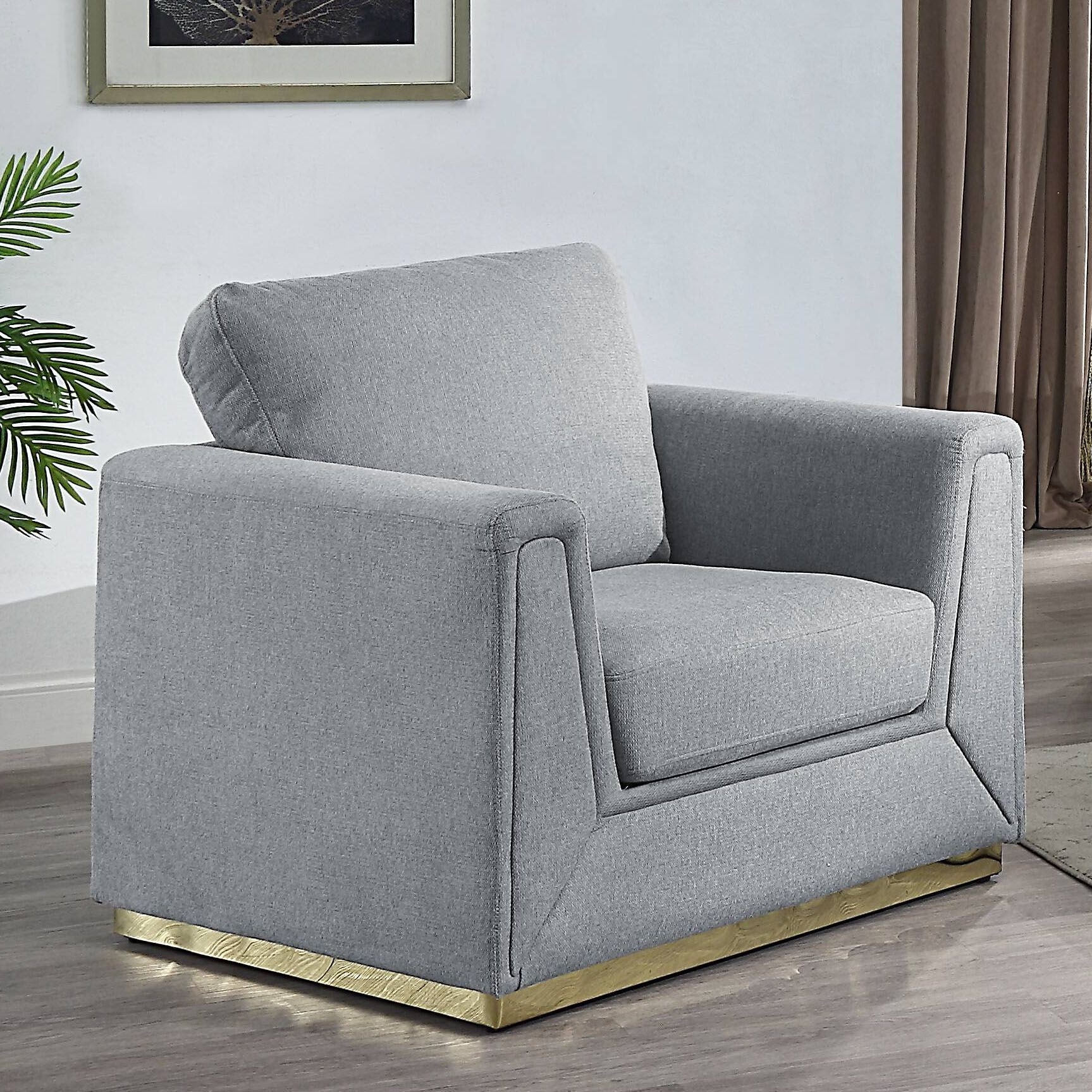 Grey Accent Chair With Cushion