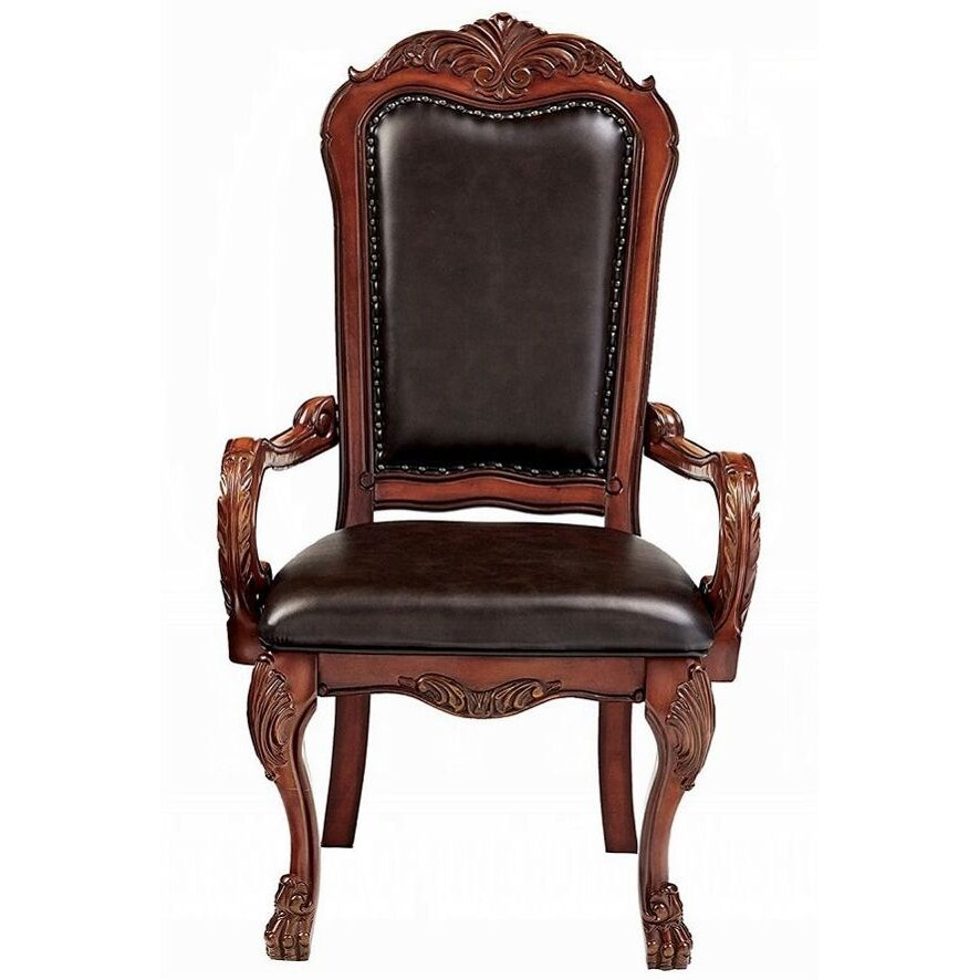 Brown And Cherry Oak Arm Chair With Nailhead Trim (Set Of 2)