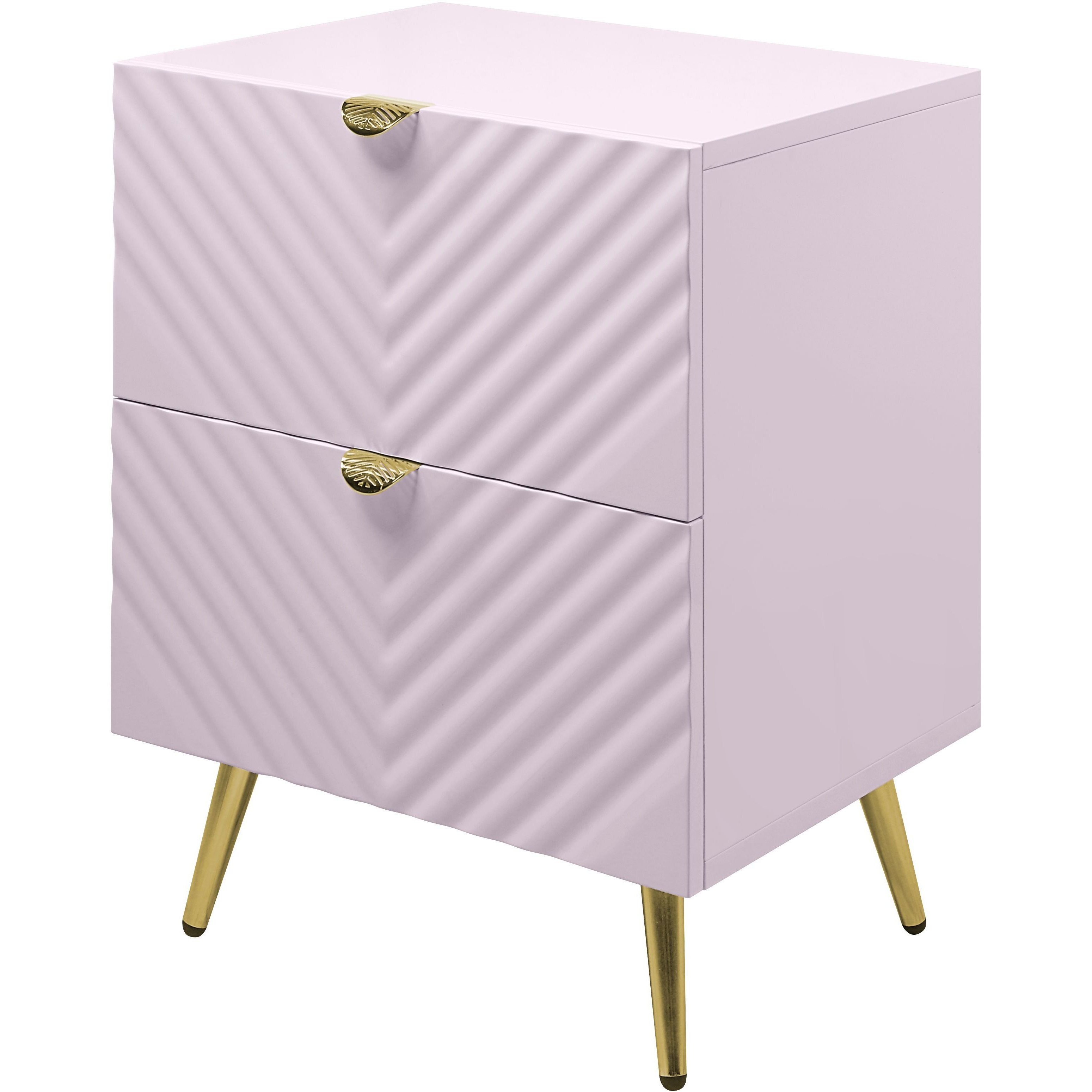 Pink High Gloss 2-Drawer Nightstand