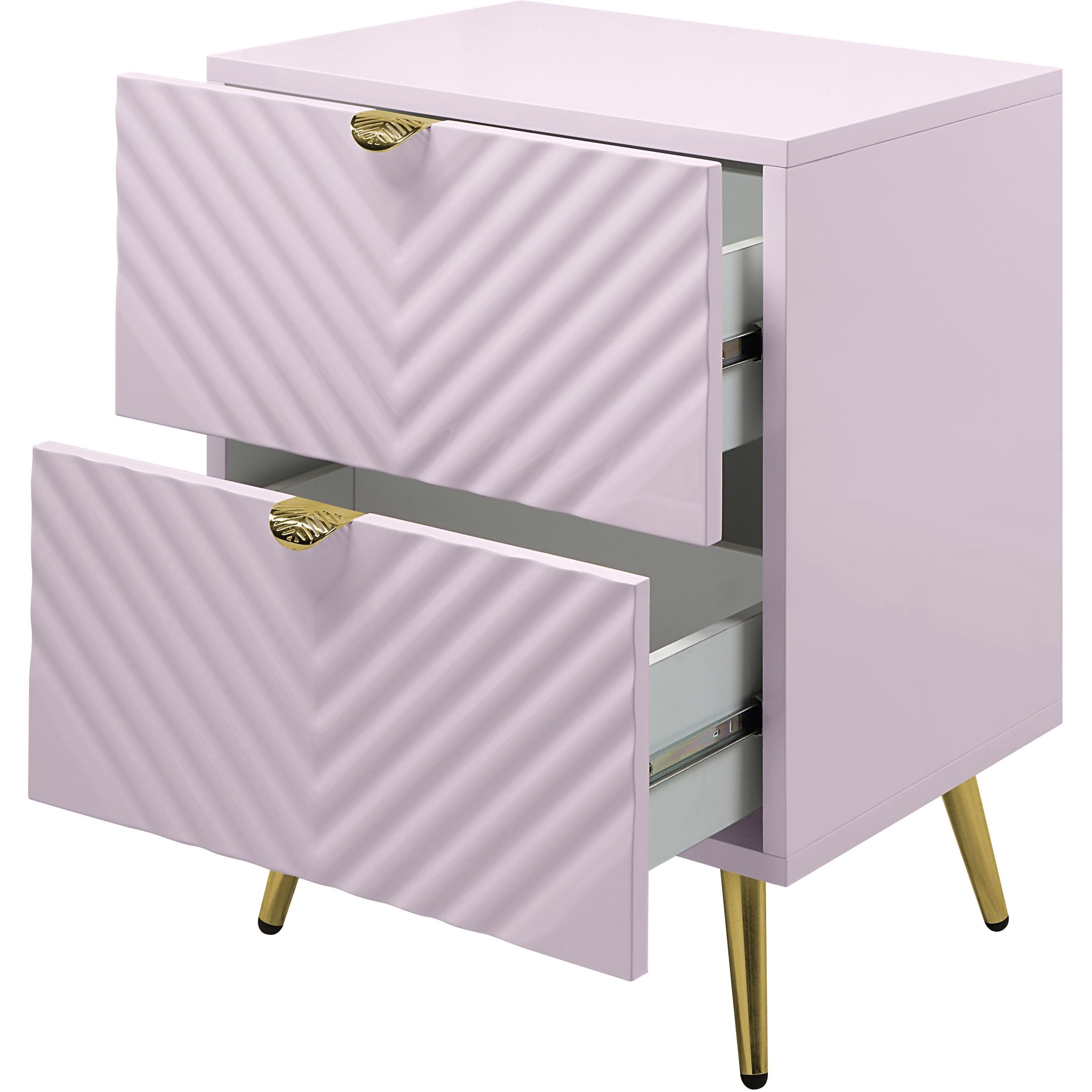 Pink High Gloss 2-Drawer Nightstand