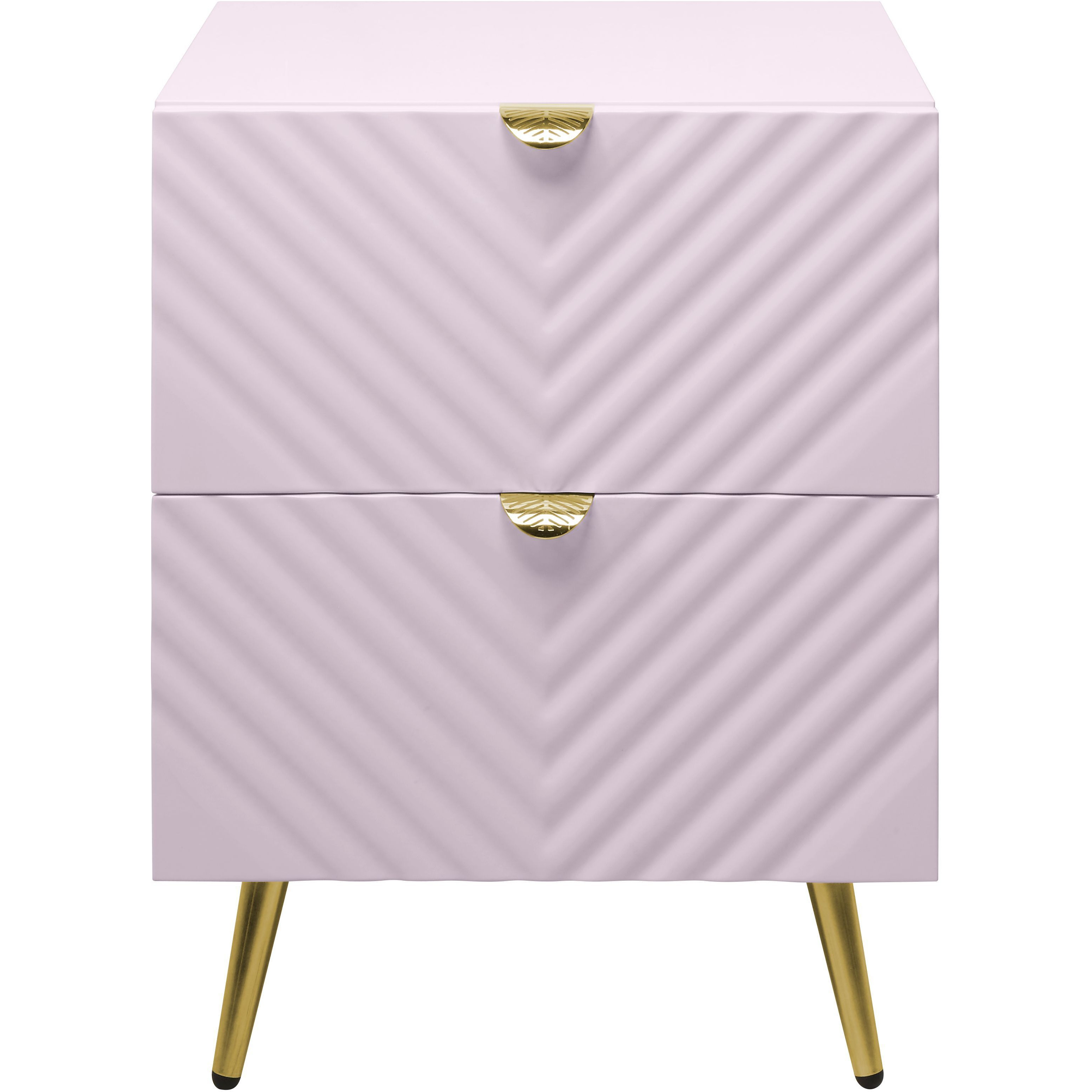 Pink High Gloss 2-Drawer Nightstand