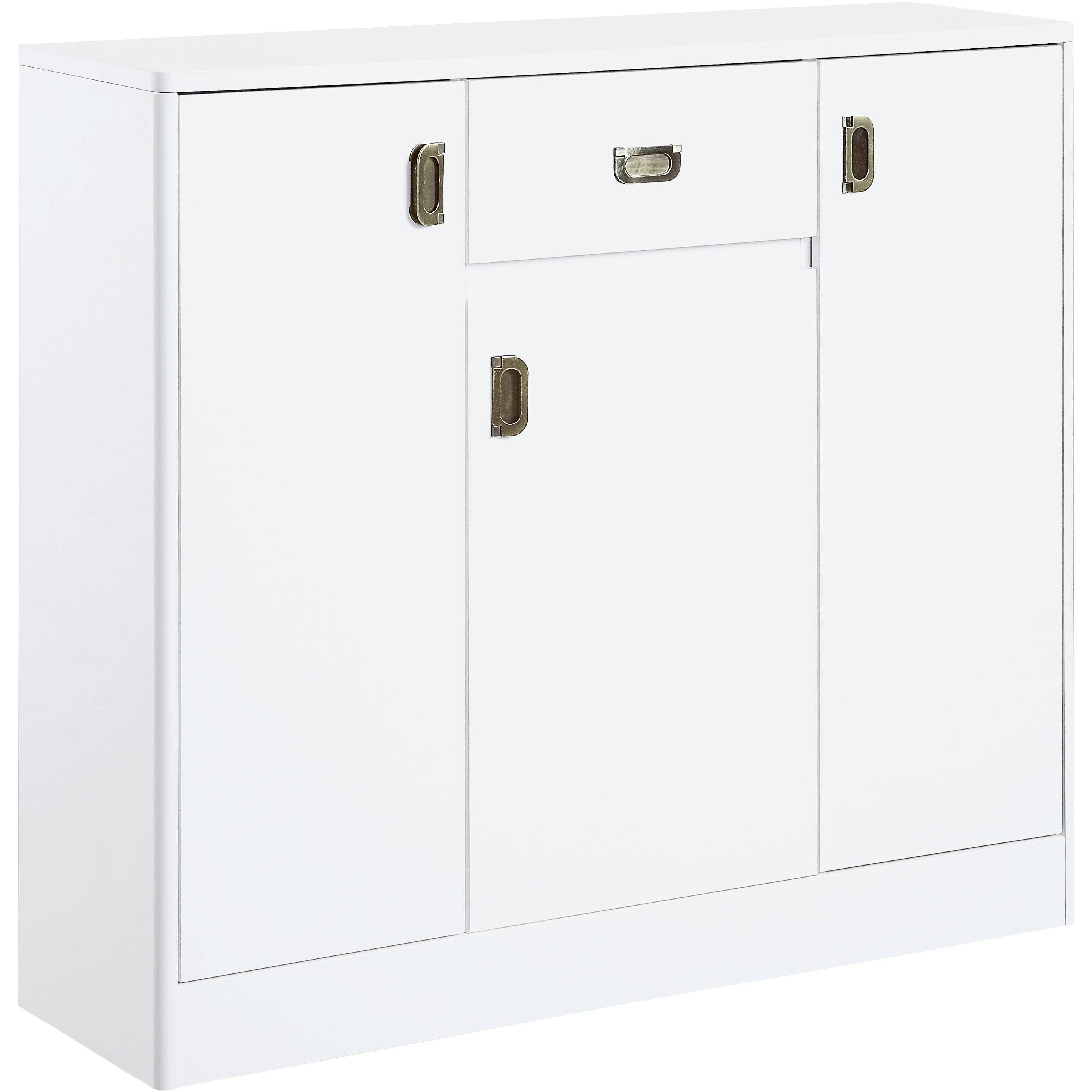 White High Gloss 3-Door Server With Drawer