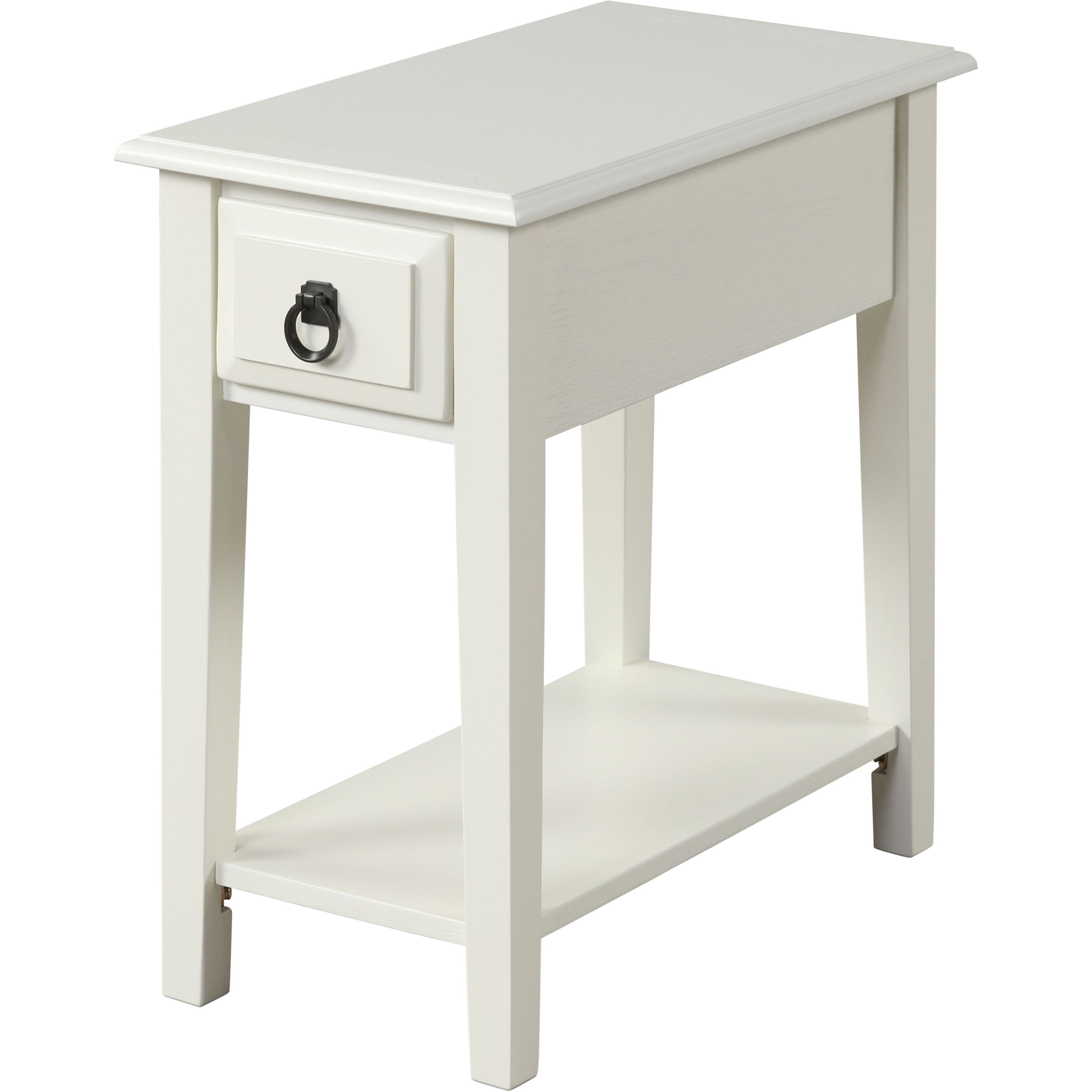 White 1-Drawer Accent Table With Shelf