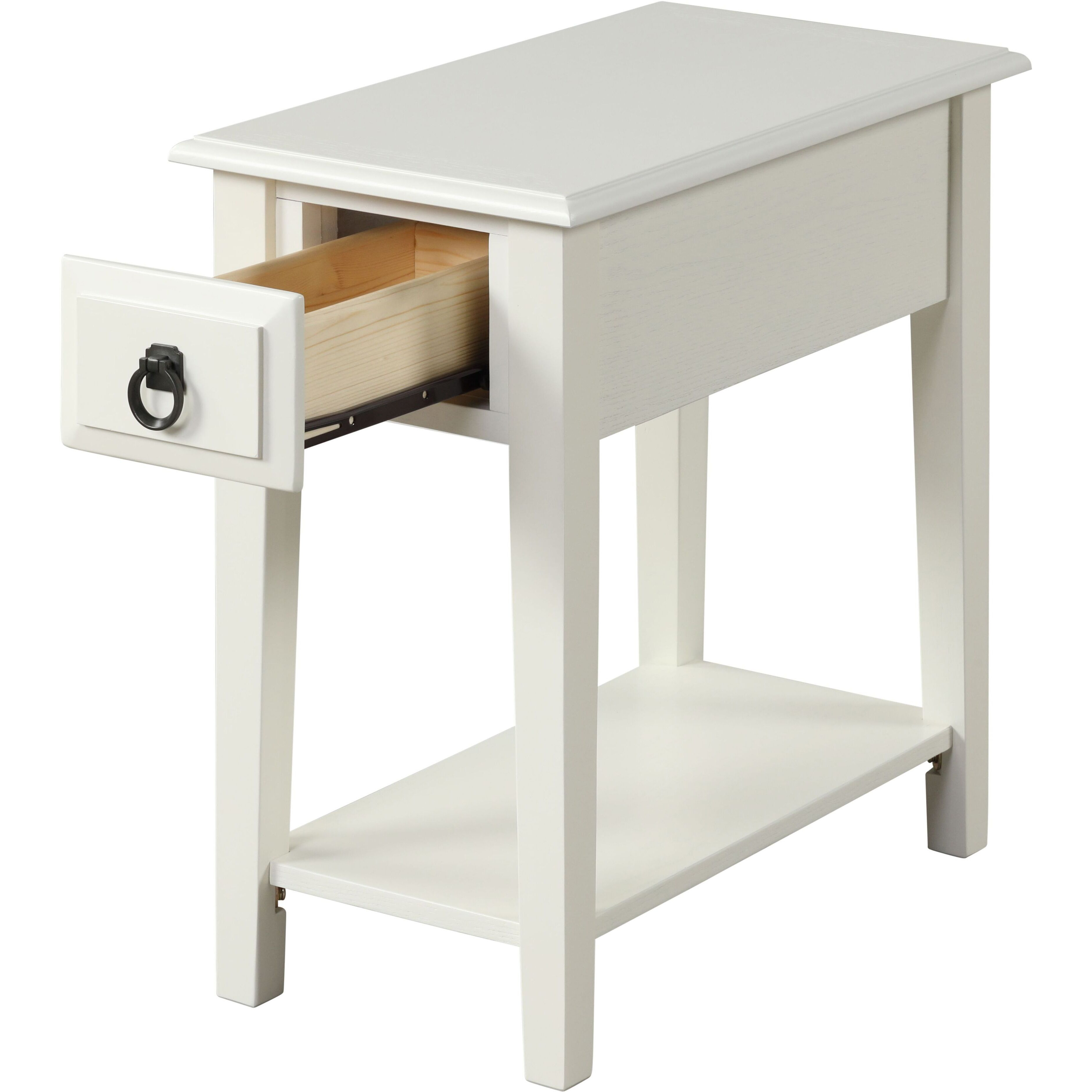 White 1-Drawer Accent Table With Shelf