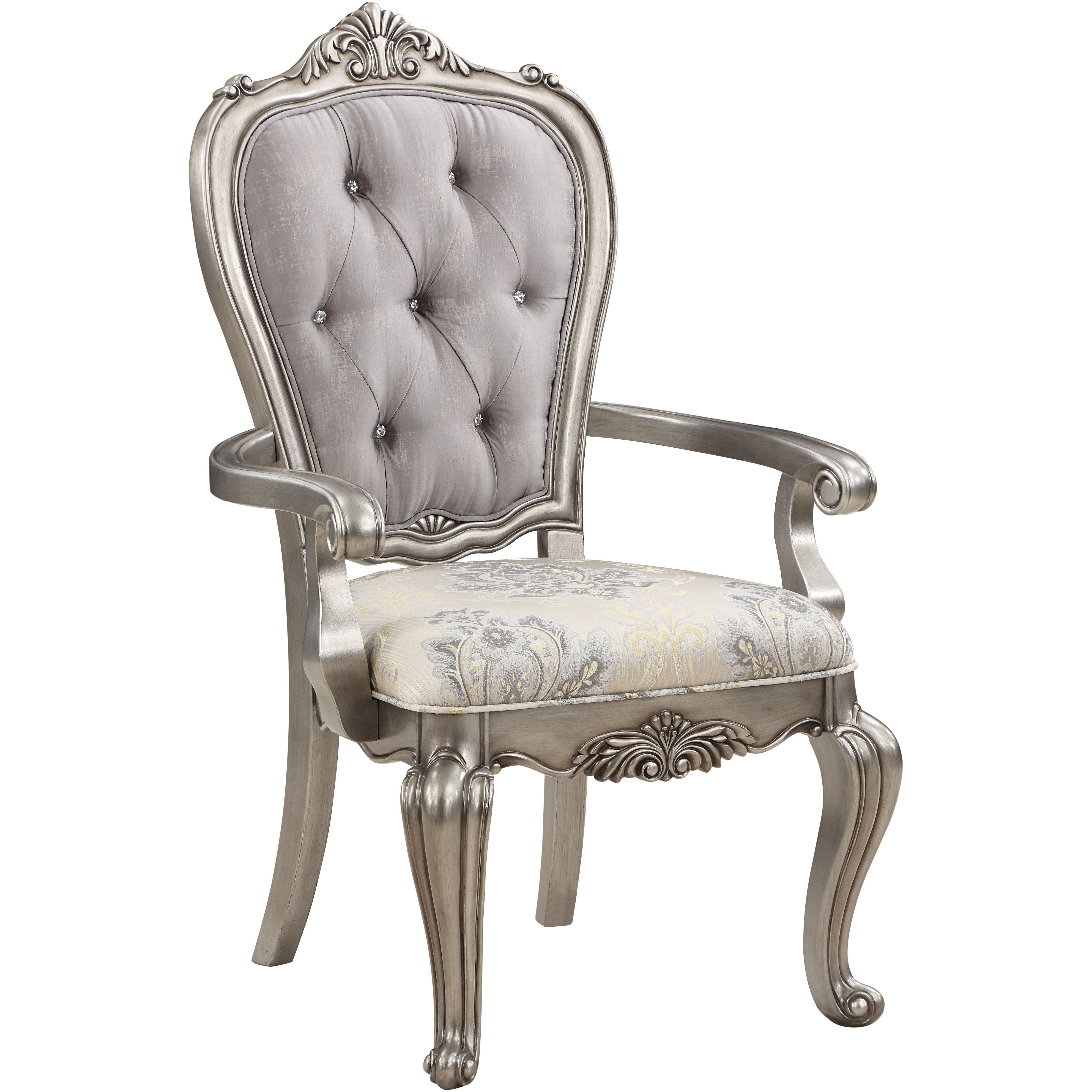 Beige And Antique Platinum Tufted Side Chair (Set Of 2)