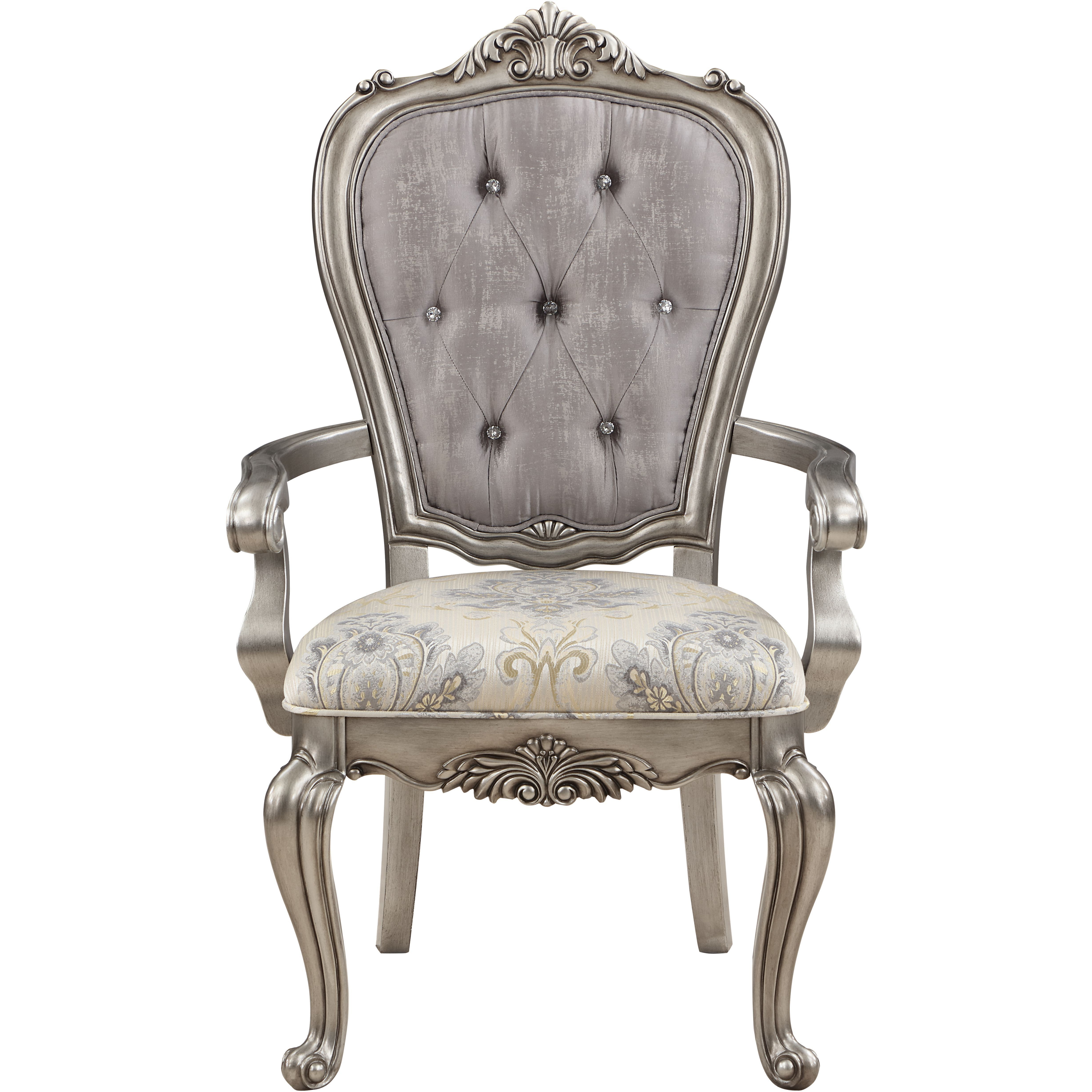 Beige And Antique Platinum Tufted Side Chair (Set Of 2)