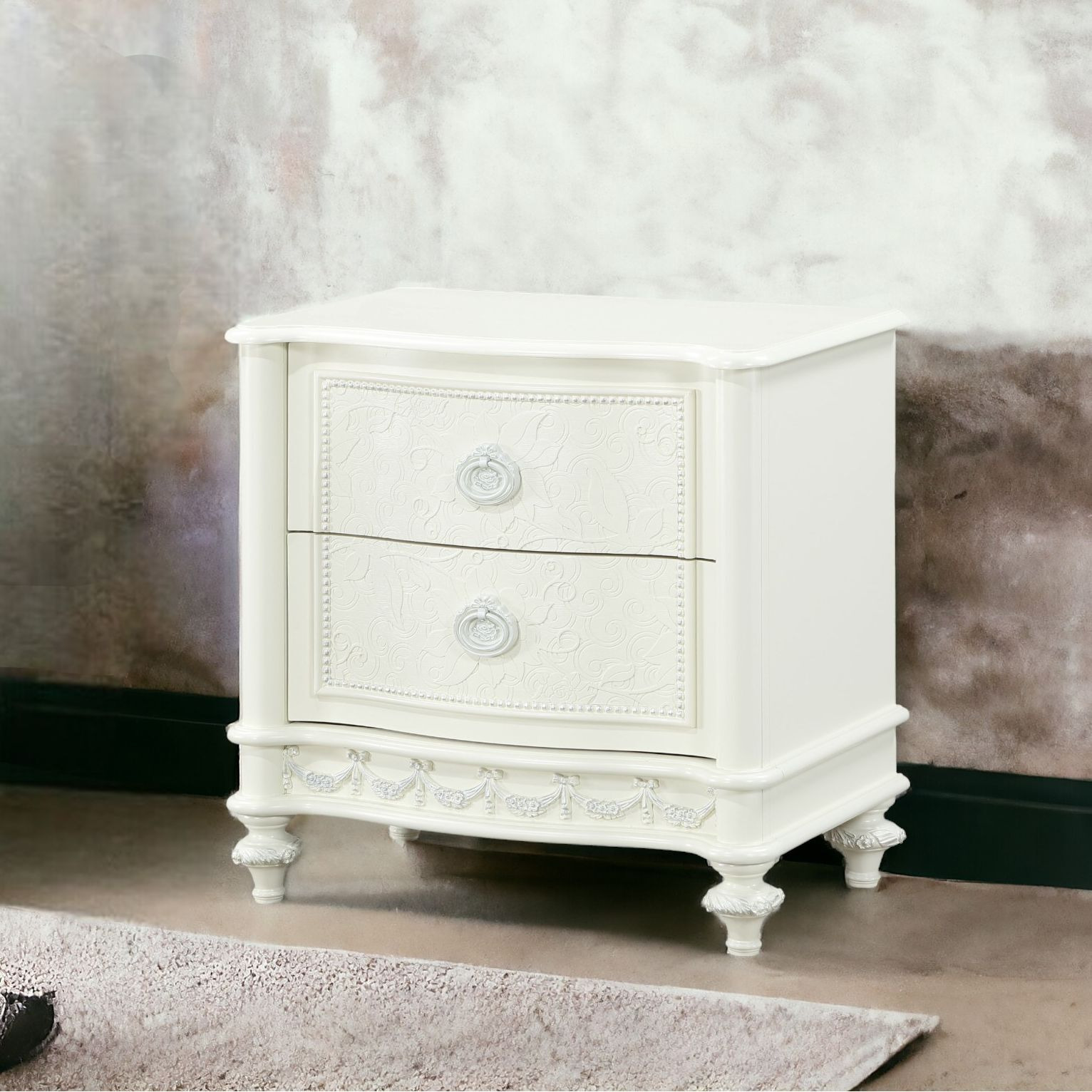 Ivory 2-Drawer Nightstand