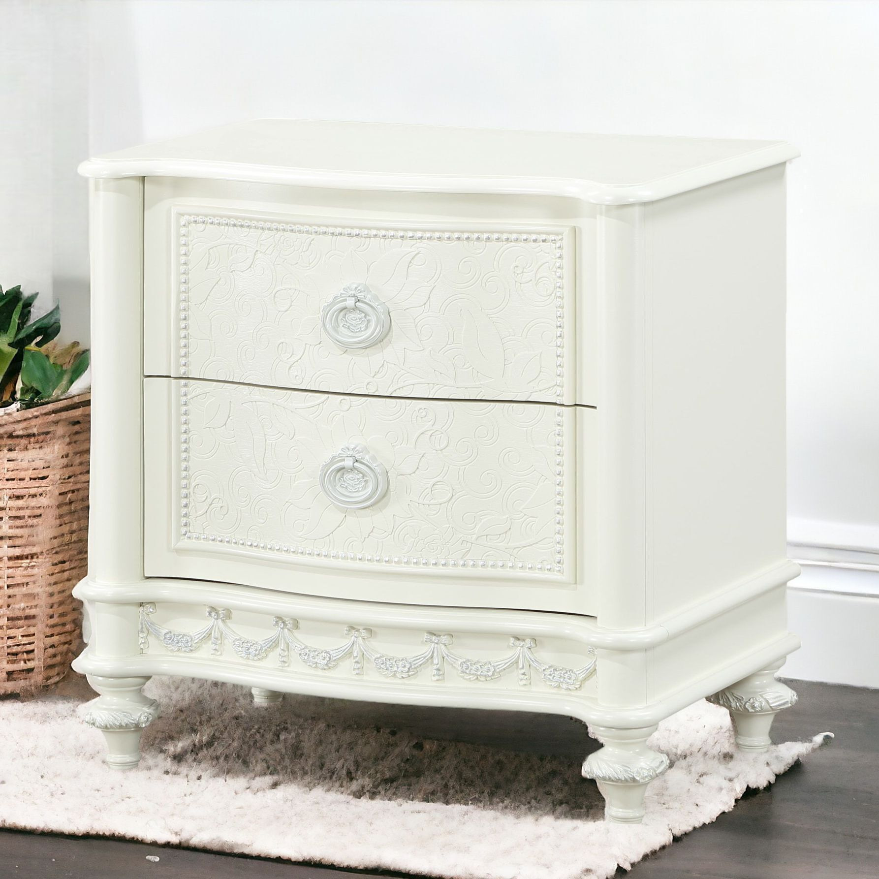 Ivory 2-Drawer Nightstand