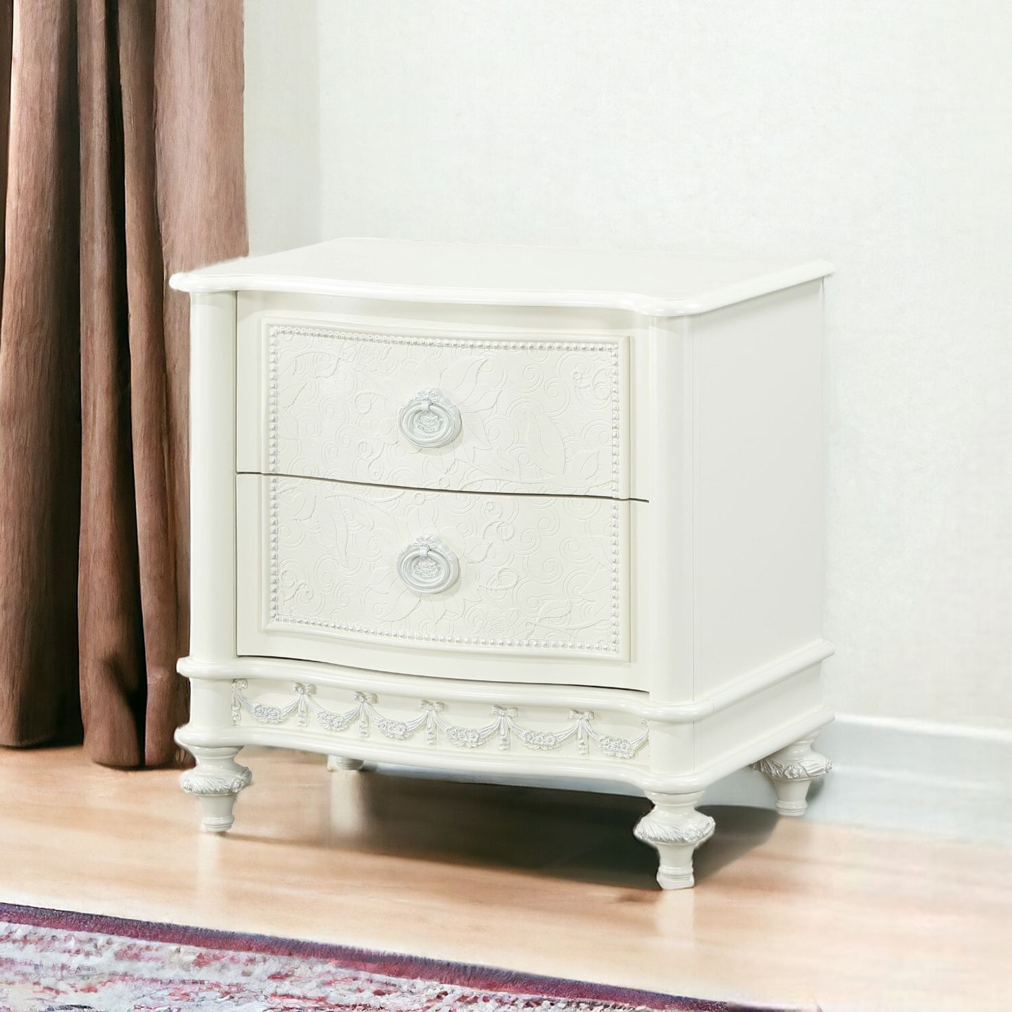 Ivory 2-Drawer Nightstand