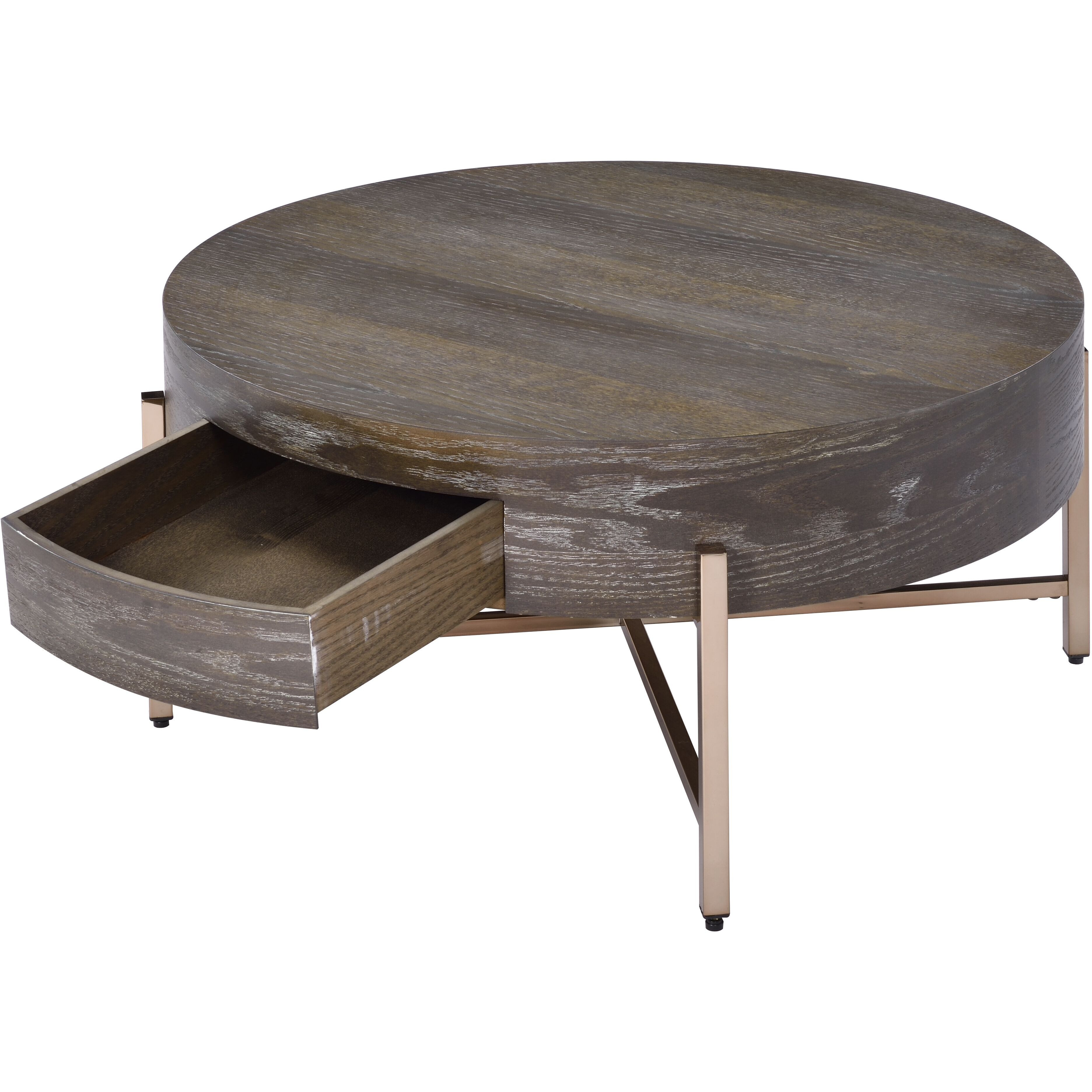 Light Brown And Champagne 1-Drawer Coffee Table