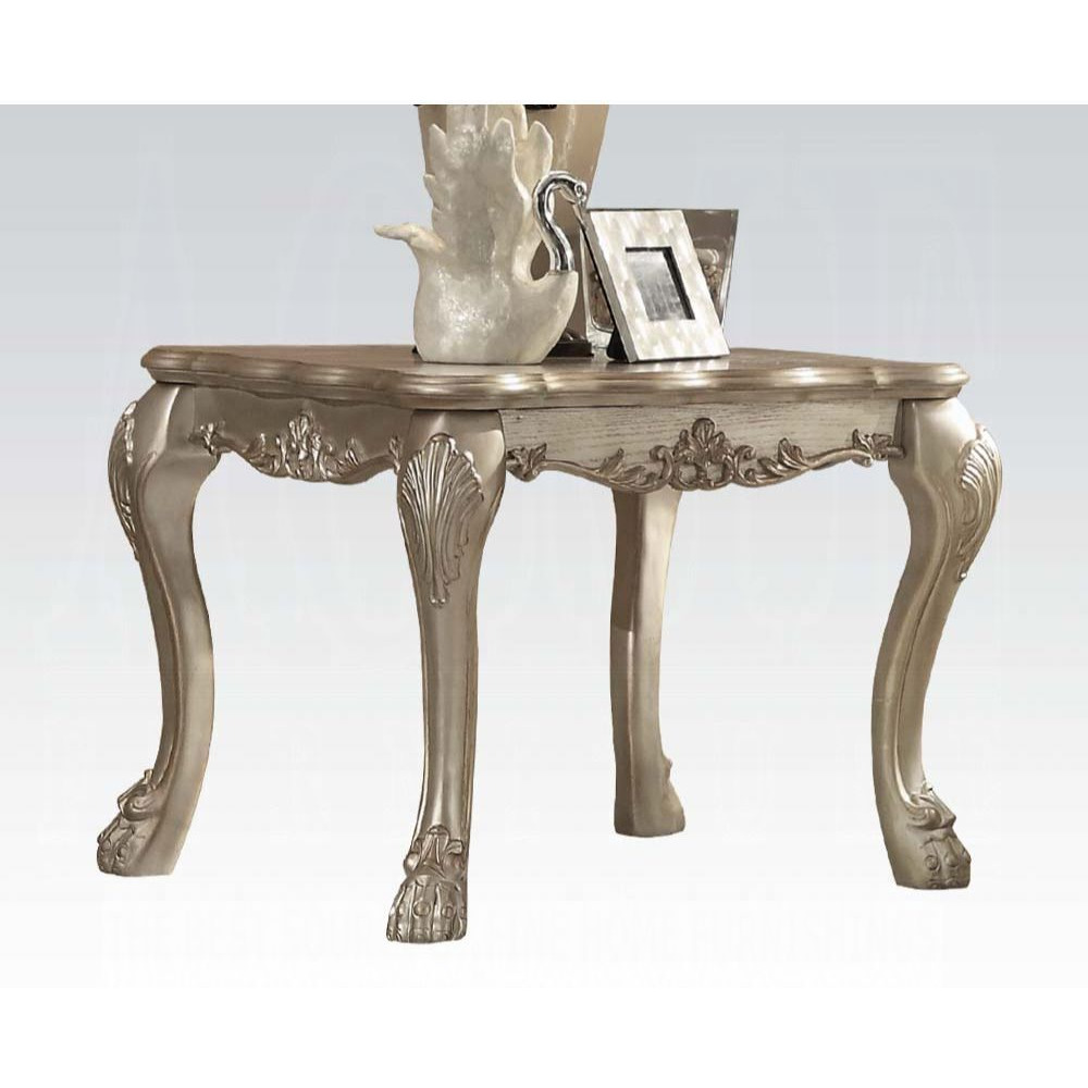 Gold Patina And Bone End Table With Claw Leg