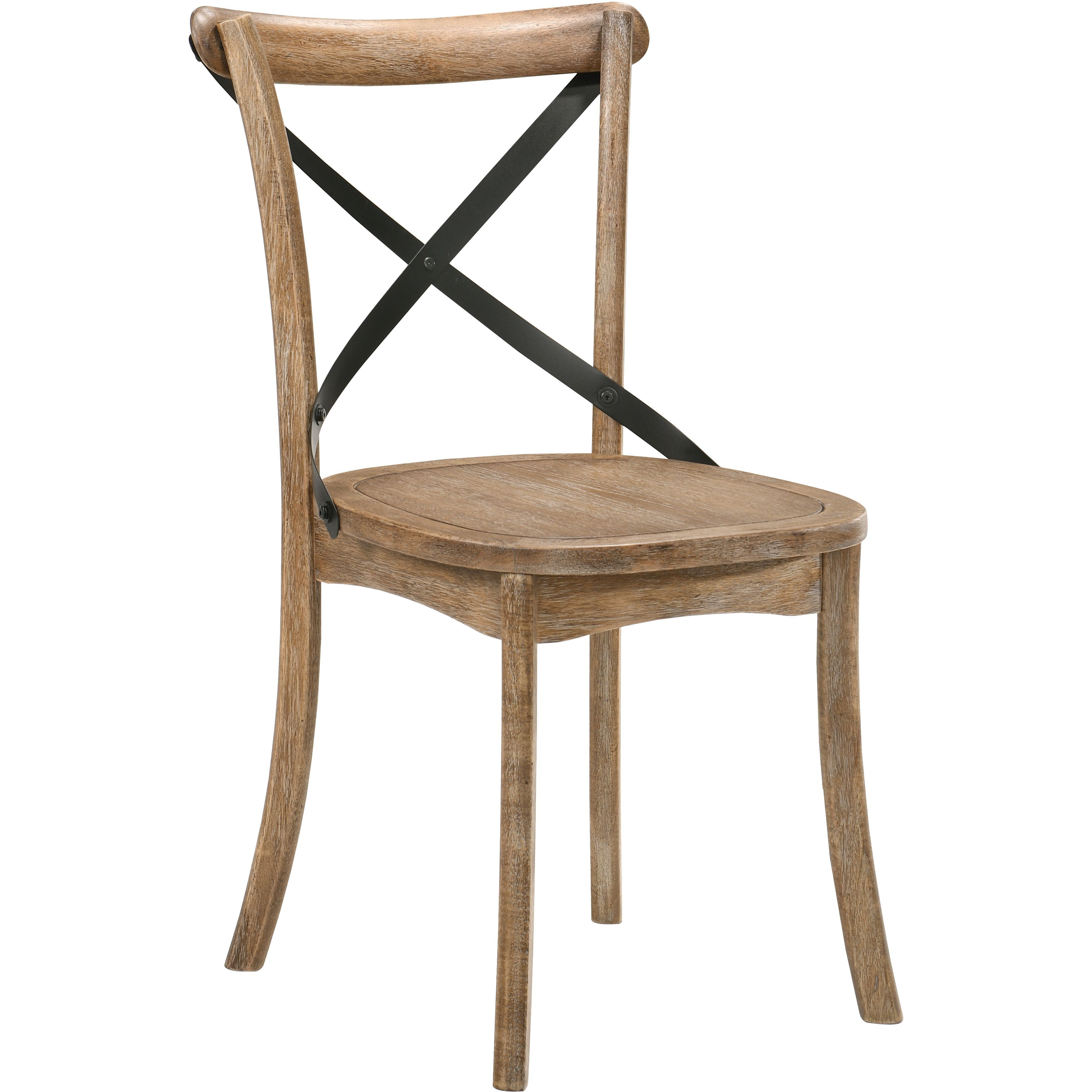 Rustic Oak Side Chair With Cross Back (Set Of 2)