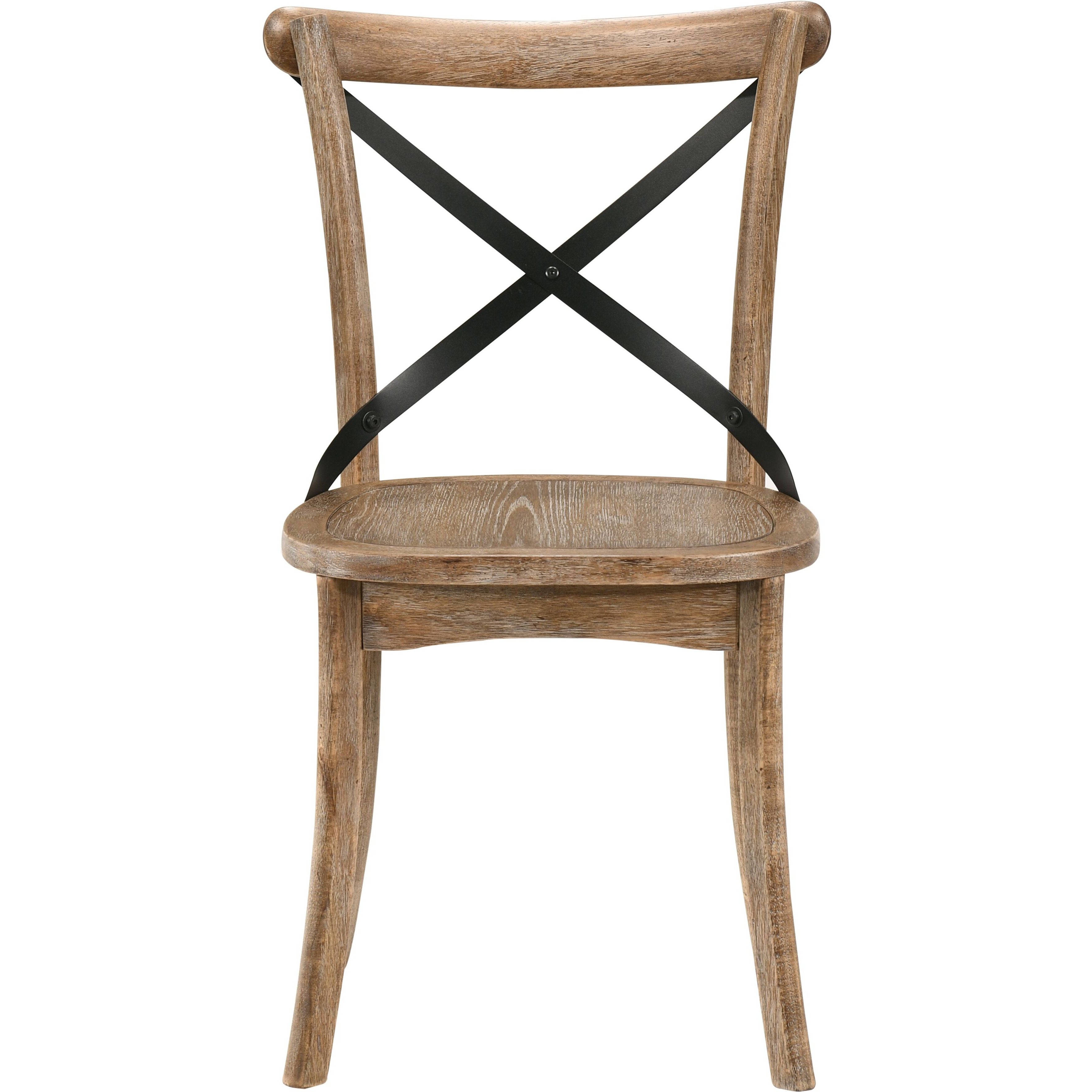 Rustic Oak Side Chair With Cross Back (Set Of 2)