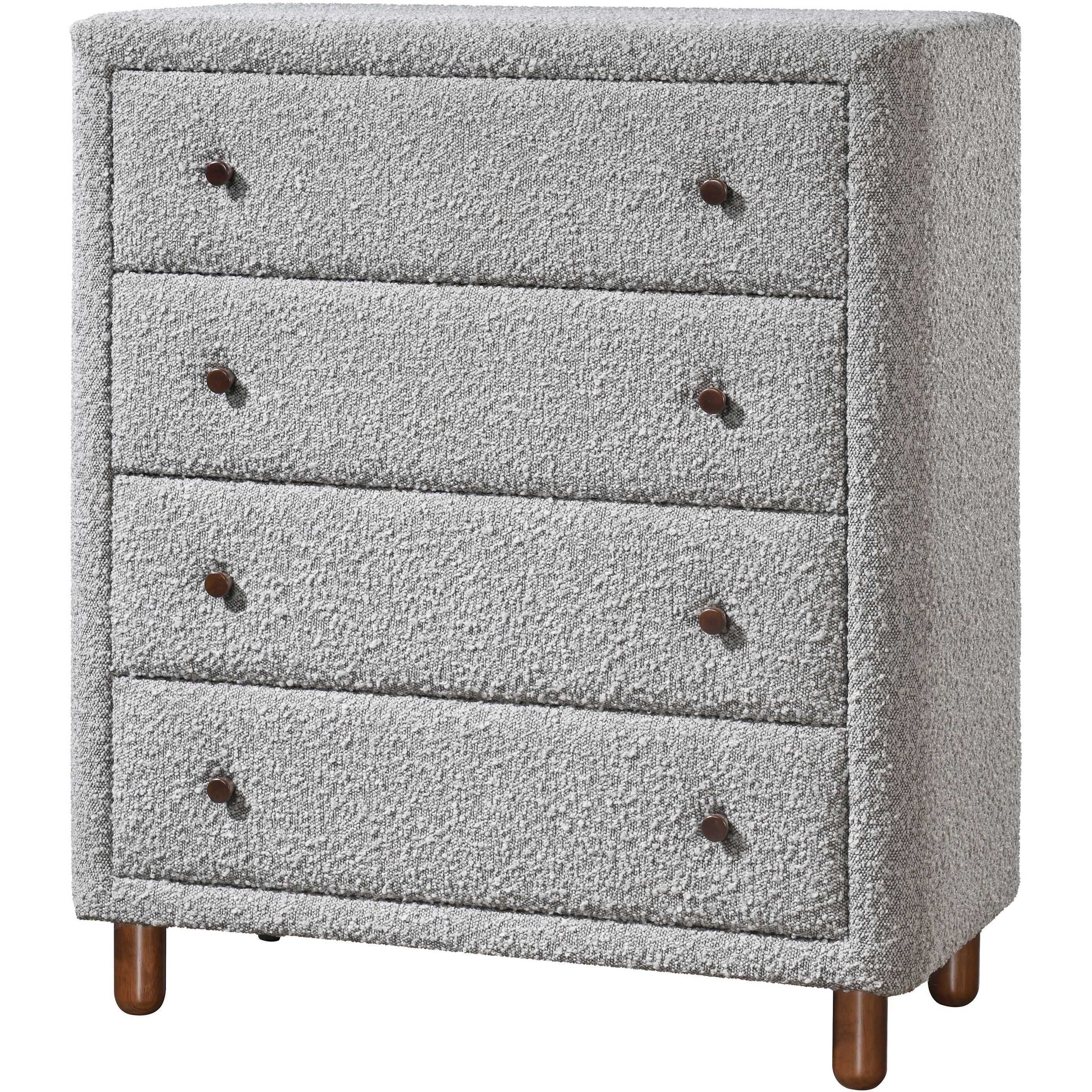 Grey 4-Drawer Upholstered Chest