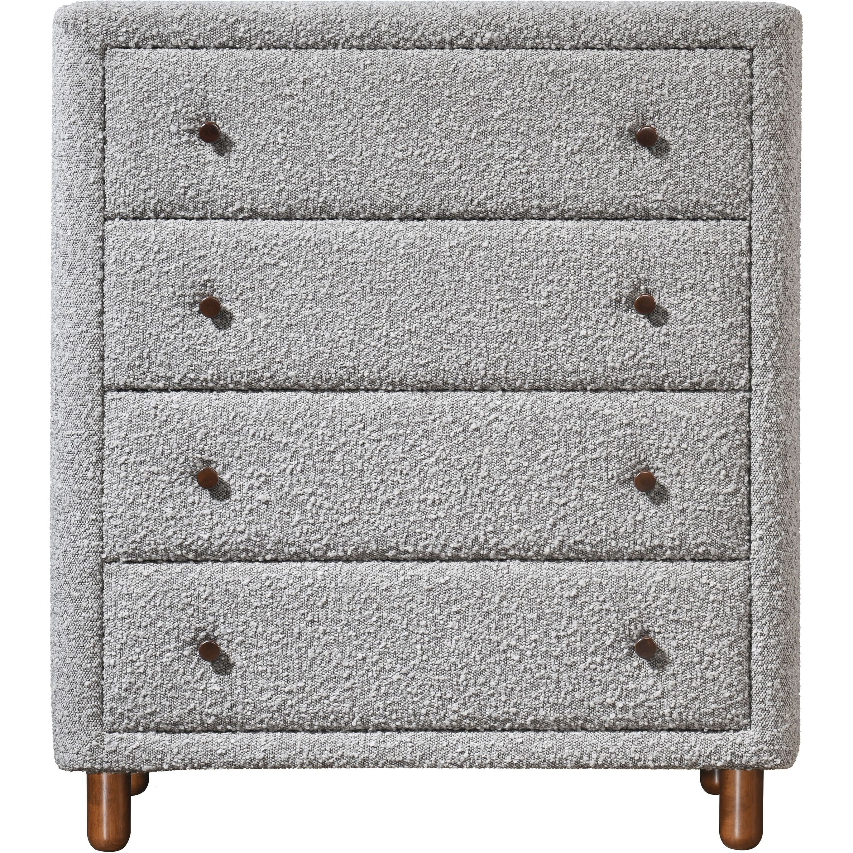 Grey 4-Drawer Upholstered Chest