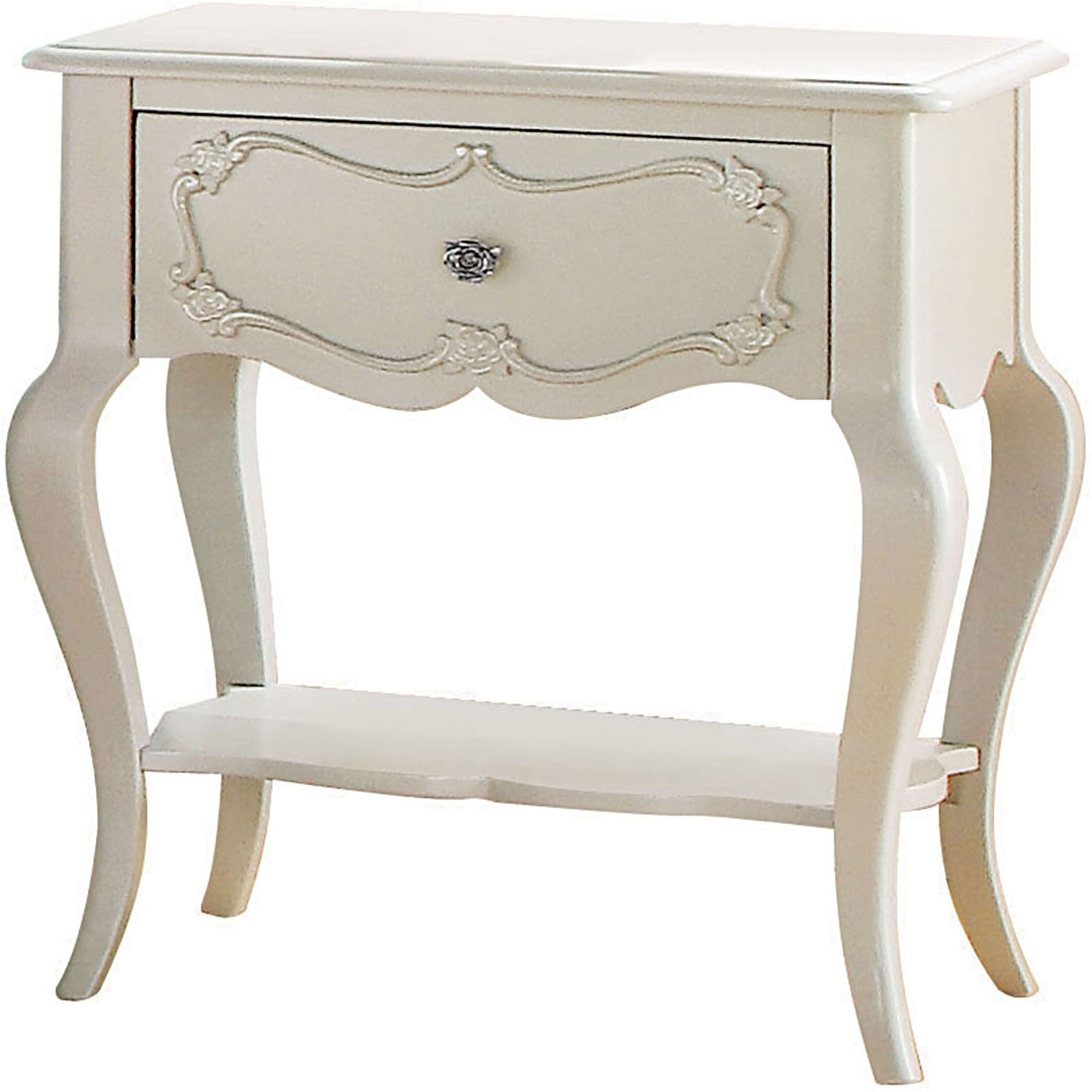 Pearl White 1-Drawer Nightstand With Shelf