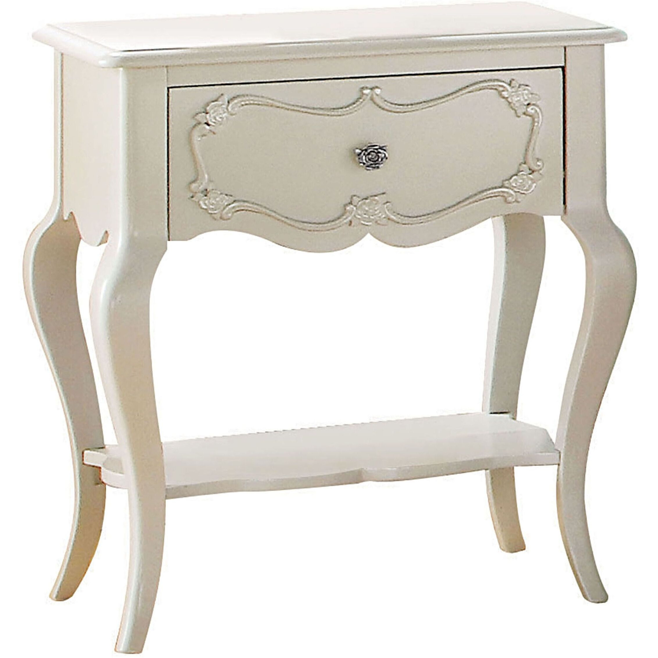 Pearl White 1-Drawer Nightstand With Shelf