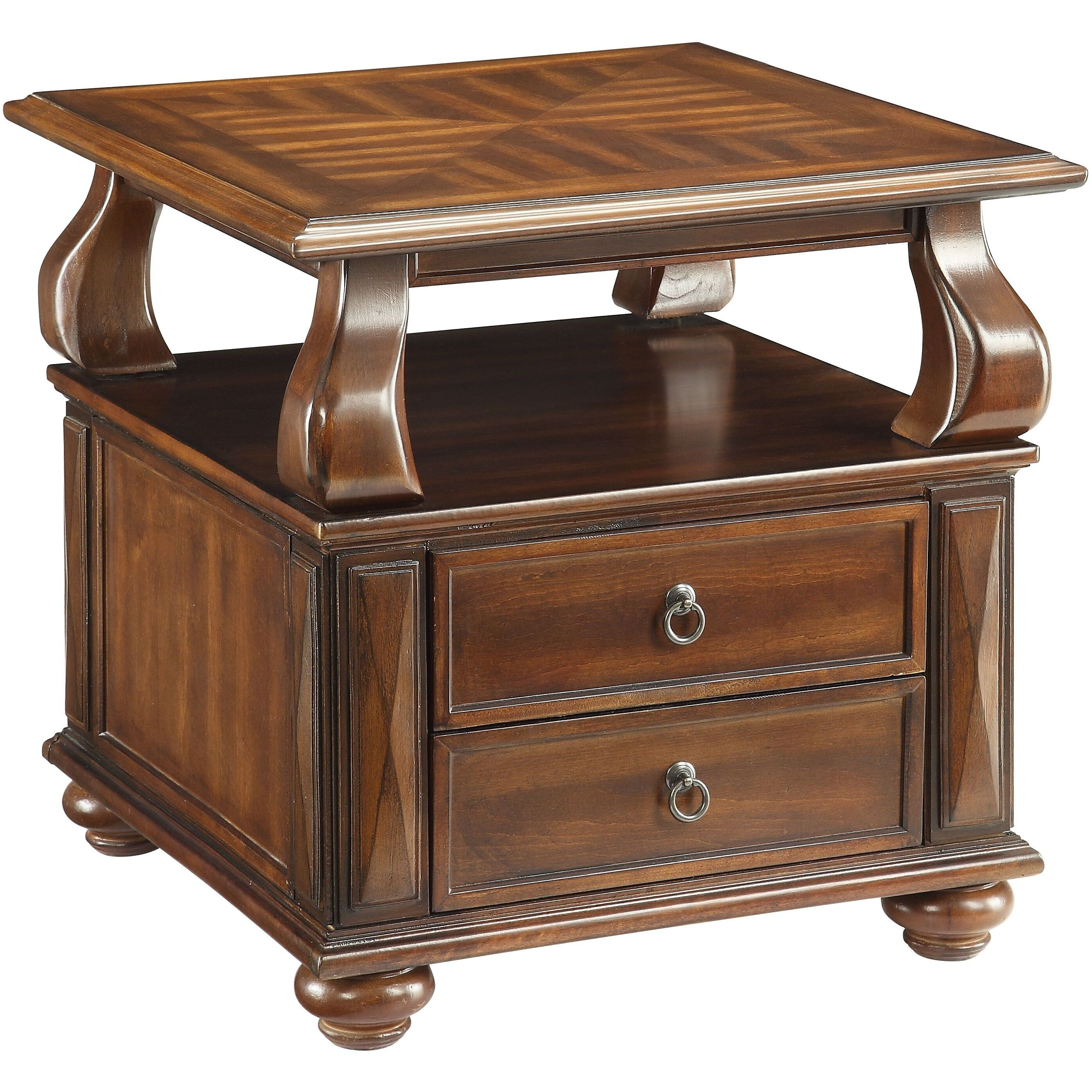 Walnut 2-Drawer End Table