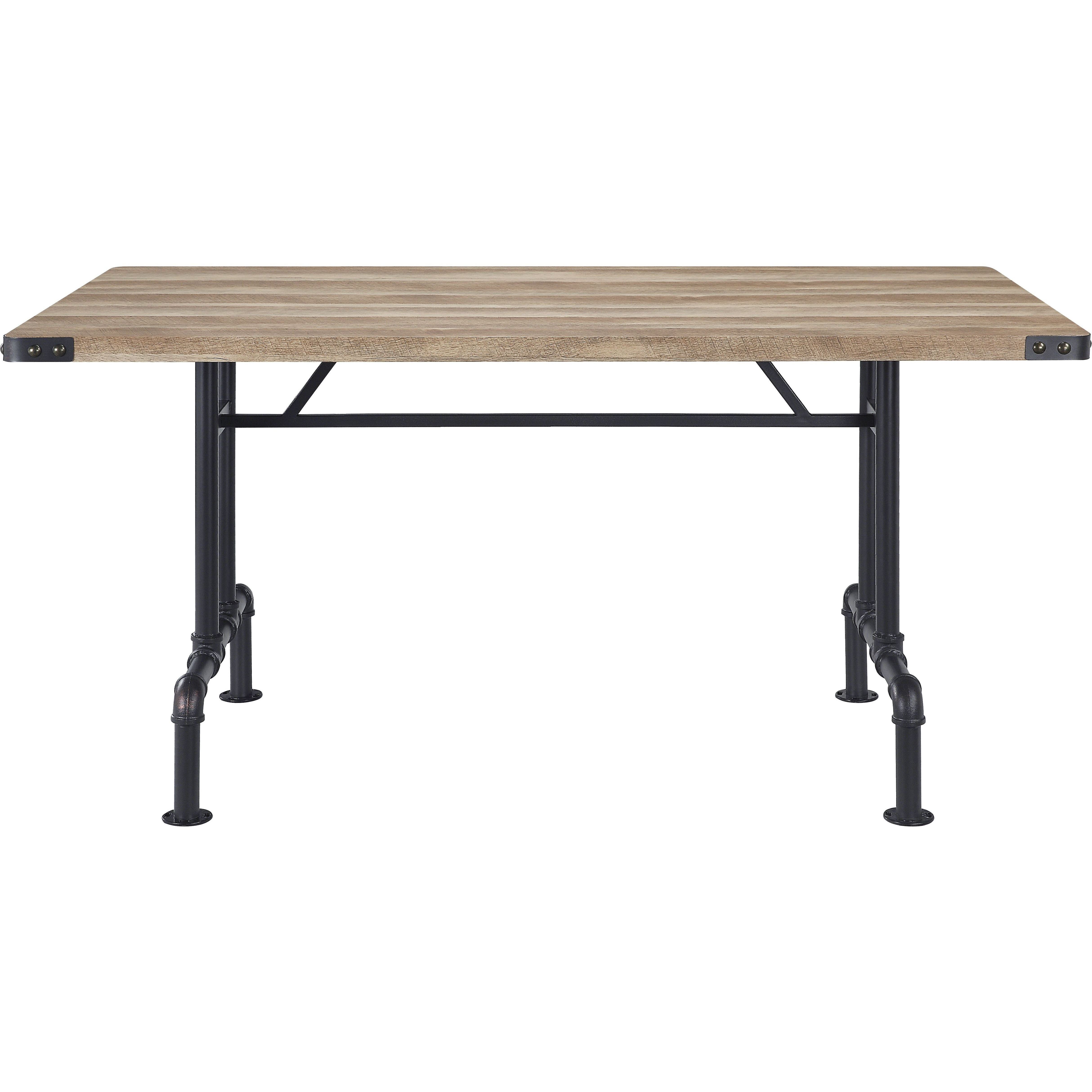 Oak And Sandy Black Dining Table With Metal Leg