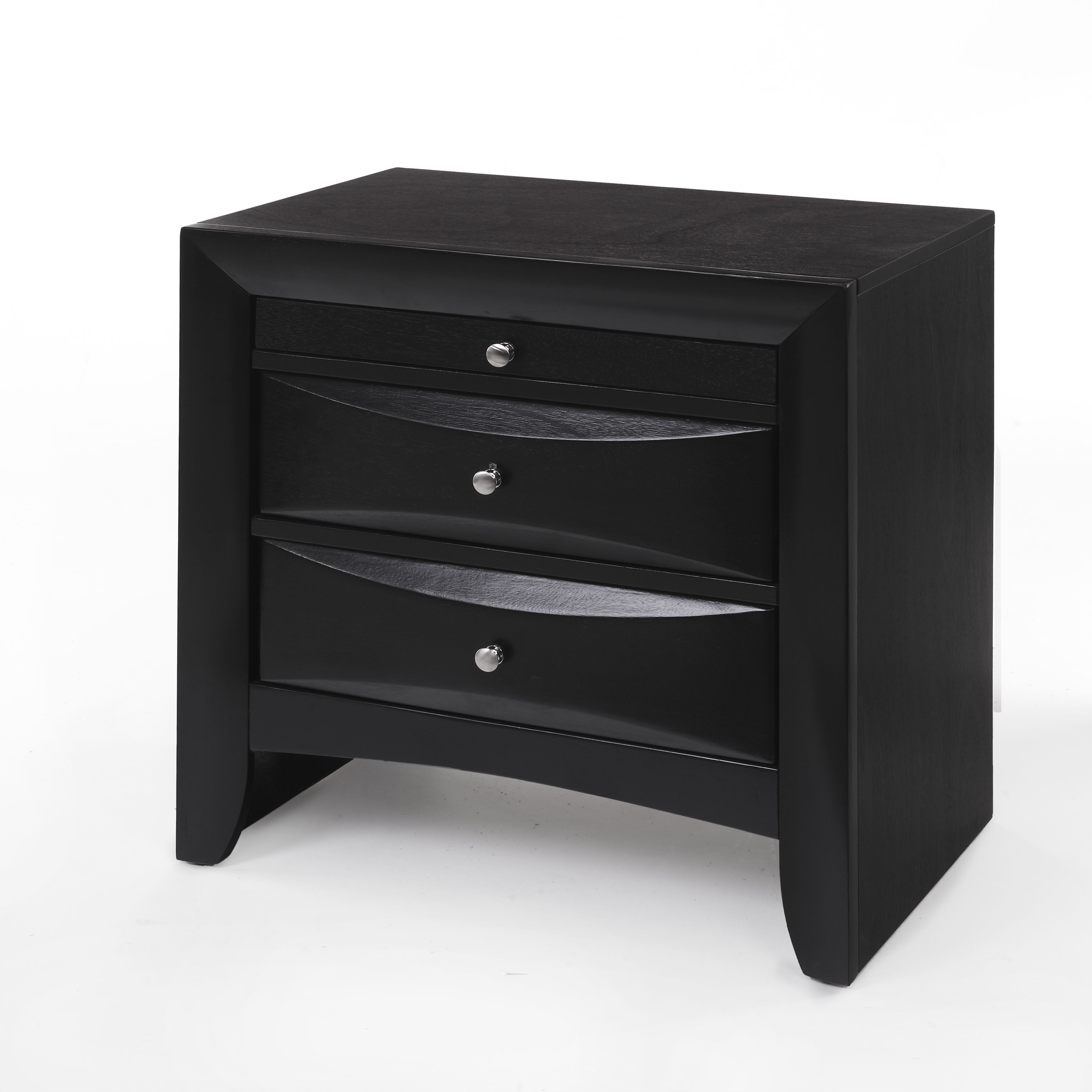 Black 2-Drawer Nightstand With Tray