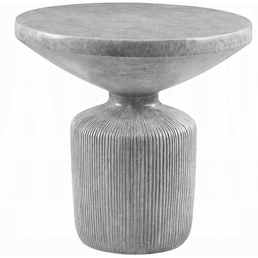 Weathered Grey End Table With Pedestal