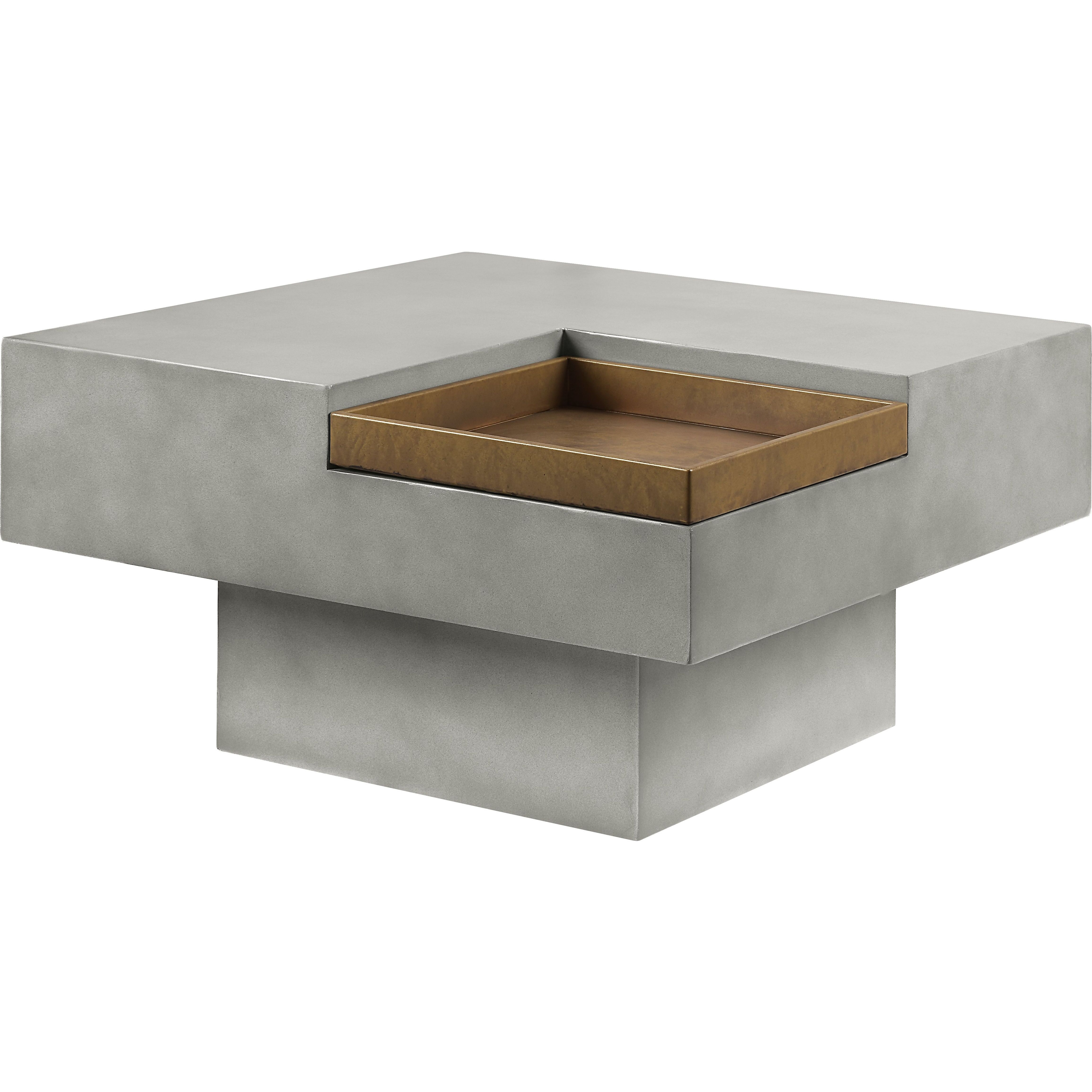 Weathered Grey Coffee Table With Square Top And Pedestal Base