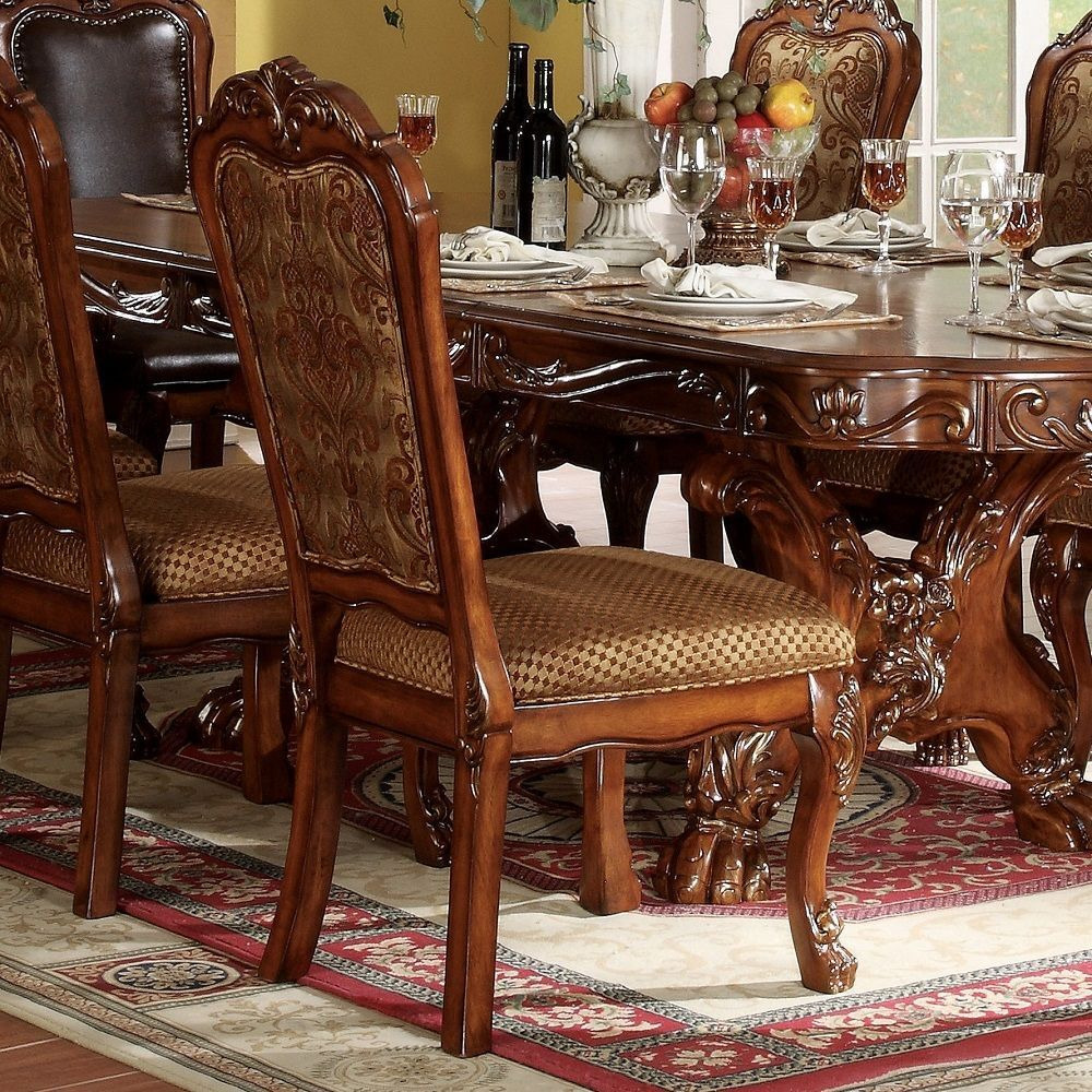 Beige And Cherry Oak Padded Side Chair (Set Of 2)