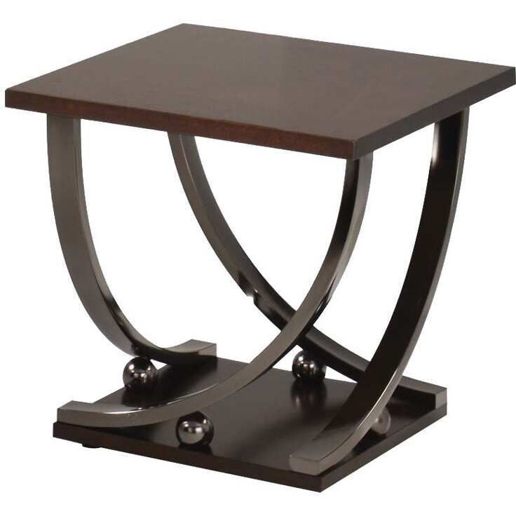 Black Nickel End Table With Bottom Shelf